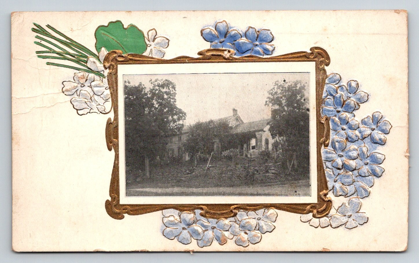 Embossed House Postcard Kingston NY New York Sent 1908 Ornate Frame Flowers TR Embossed House Postcard Kingston NY New York Sent 1908 Ornate Frame Flowers TR