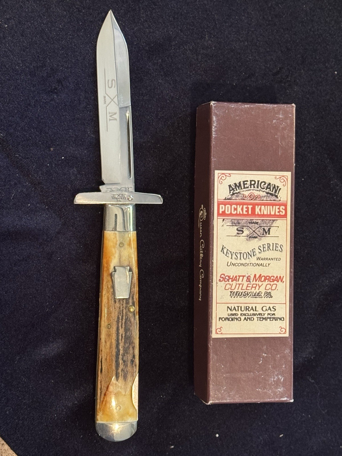 1992 Queen Schatt & Morgan 04181L STAG Swing-Guard Lockback Cheetah 🔥 1992 Queen Schatt & Morgan 04181L STAG Swing-Guard Lockback Cheetah 🔥