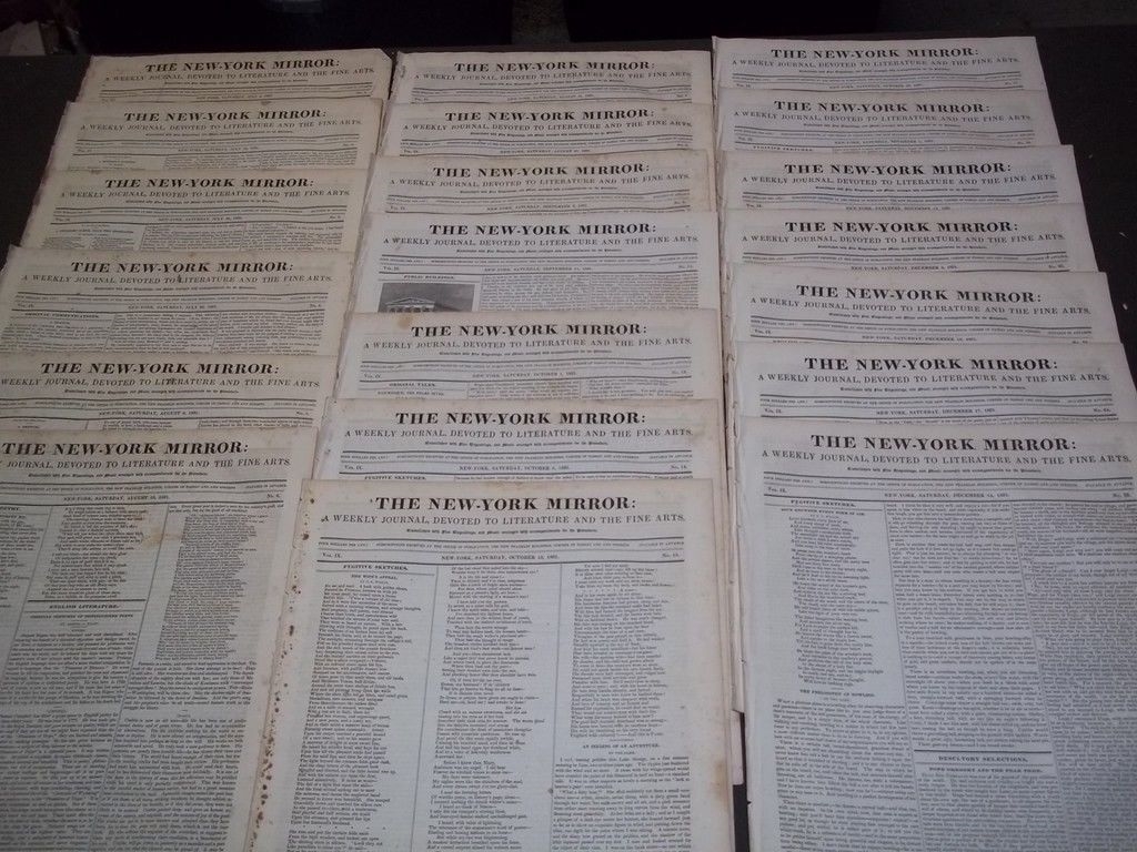1831 THE NEW-YORK MIRROR NEWSPAPER LOT OF 20 - VOL IX - SHEET MUSIC+ - NP 1491 1831 THE NEW-YORK MIRROR NEWSPAPER LOT OF 20 - VOL IX - SHEET MUSIC+ - NP 1491