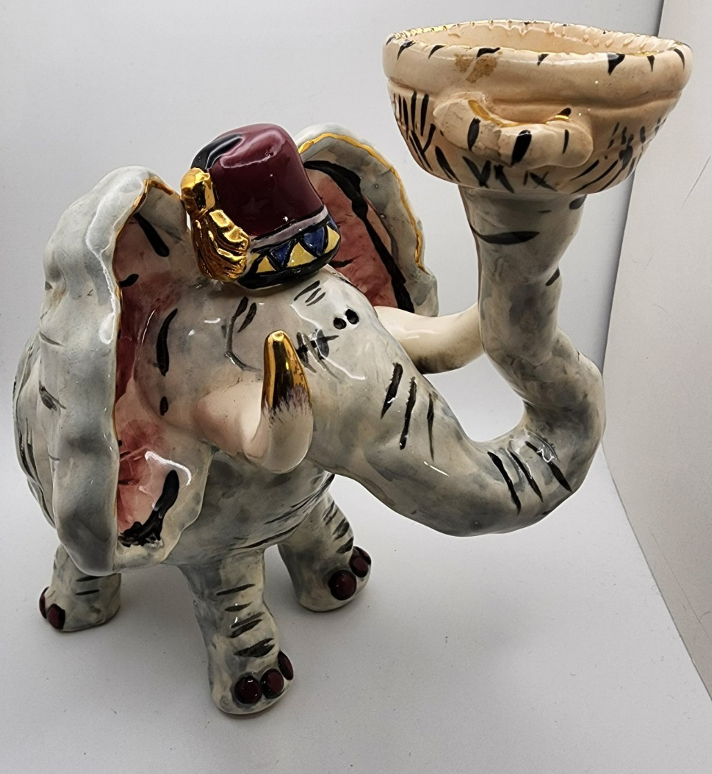 VTG 2000 Blue Sky Clayworks Elephant Tealight Candle Holder by Heather Goldmic