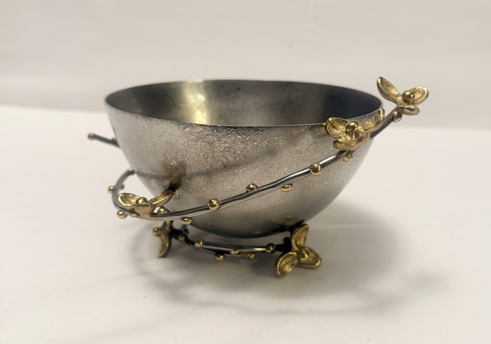 Michael Aram Decorative Metal Bowl with Floral Accents