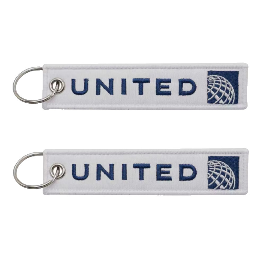 STUNNING UNITED AIRLINES EMBROIDERED TAG KEYCHAIN/KEY RING...NOT EASILY FOUND...