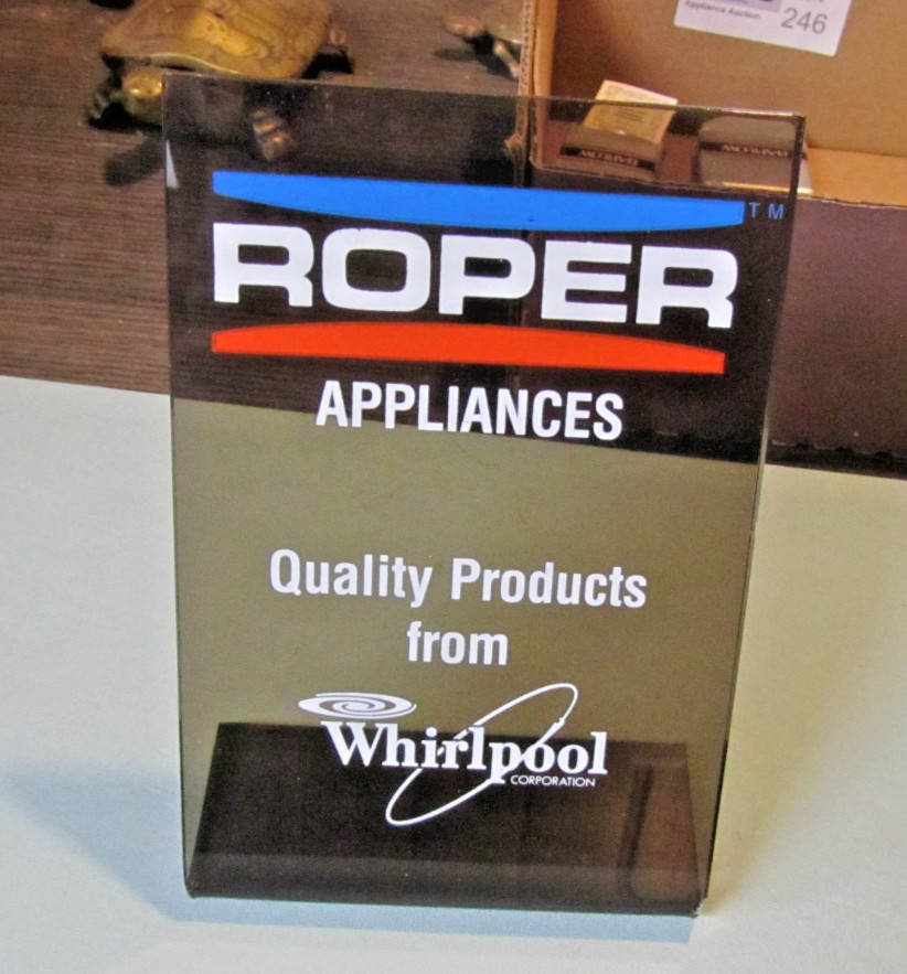 Vintage Roper Appliances Store Display Sign Quality Products from Whirlpool Vintage Roper Appliances Store Display Sign Quality Products from Whirlpool