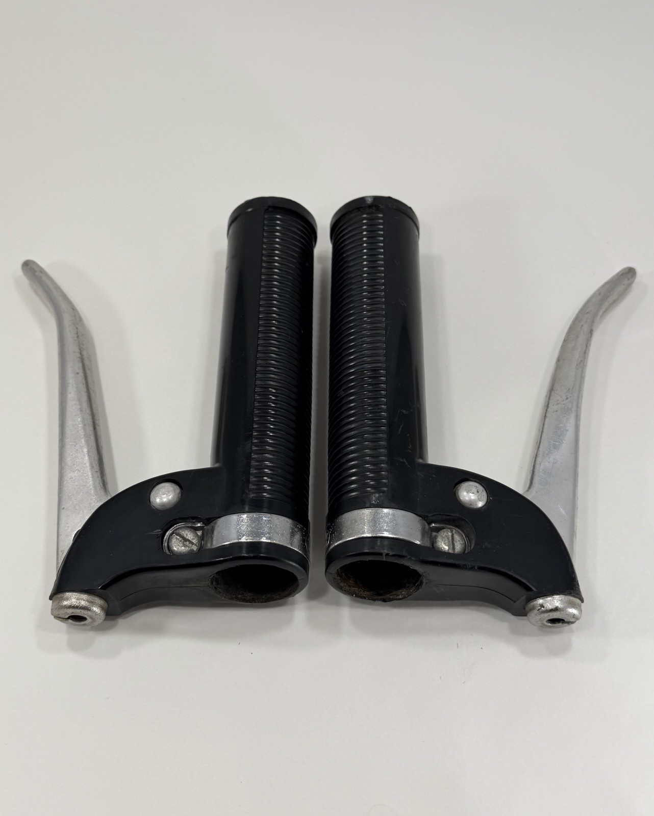 Vintage YOSHIKAWA YSB Brake Lever Combo Grips Levers Japan Black Silver Pat Pend