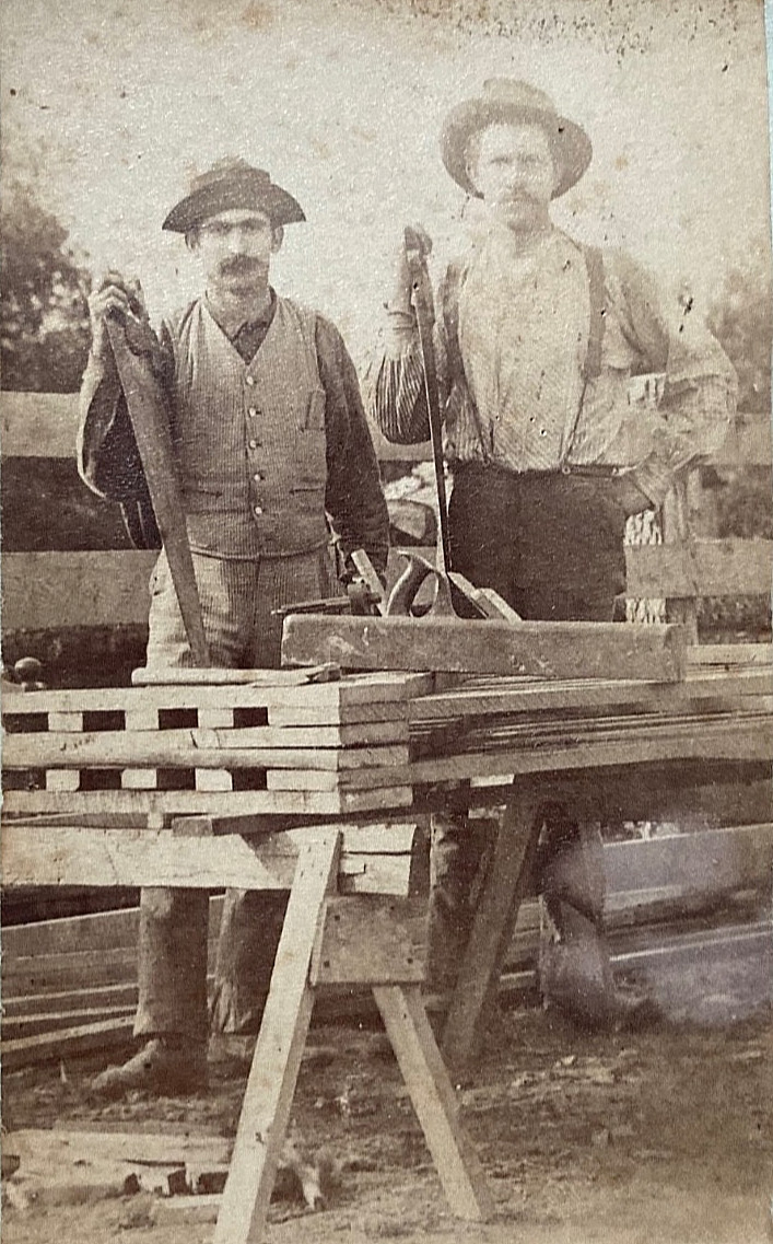Rare 1870 Occupational CDV Photo Bill Renard Ferd Prichard Farm Woodworkers Saws