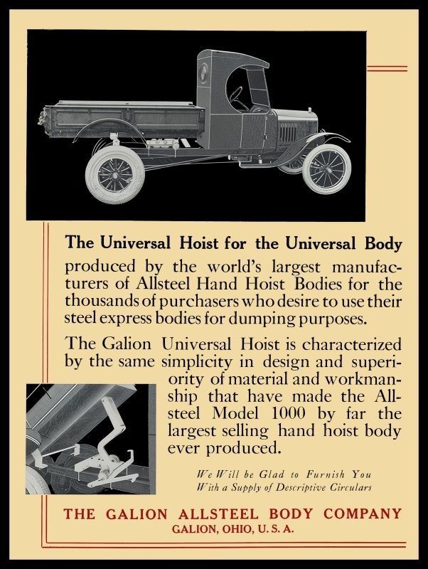 1925 Galion OhiO Iron Works Truck Hoist NEW METAL SIGN: 9x12\