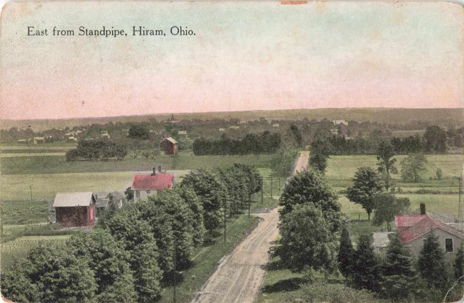 East from Standpipe Hiram Ohio OH Birdseye View 1922 Postcard