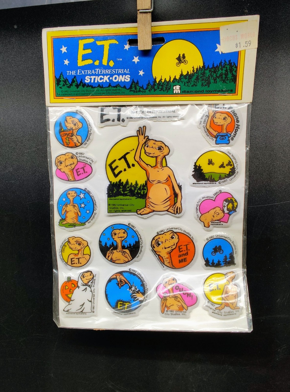 Vintage 1982 E.T. The Extra-Terrestrial Stick-Ons By Diamond Toymakers Sealed Pa