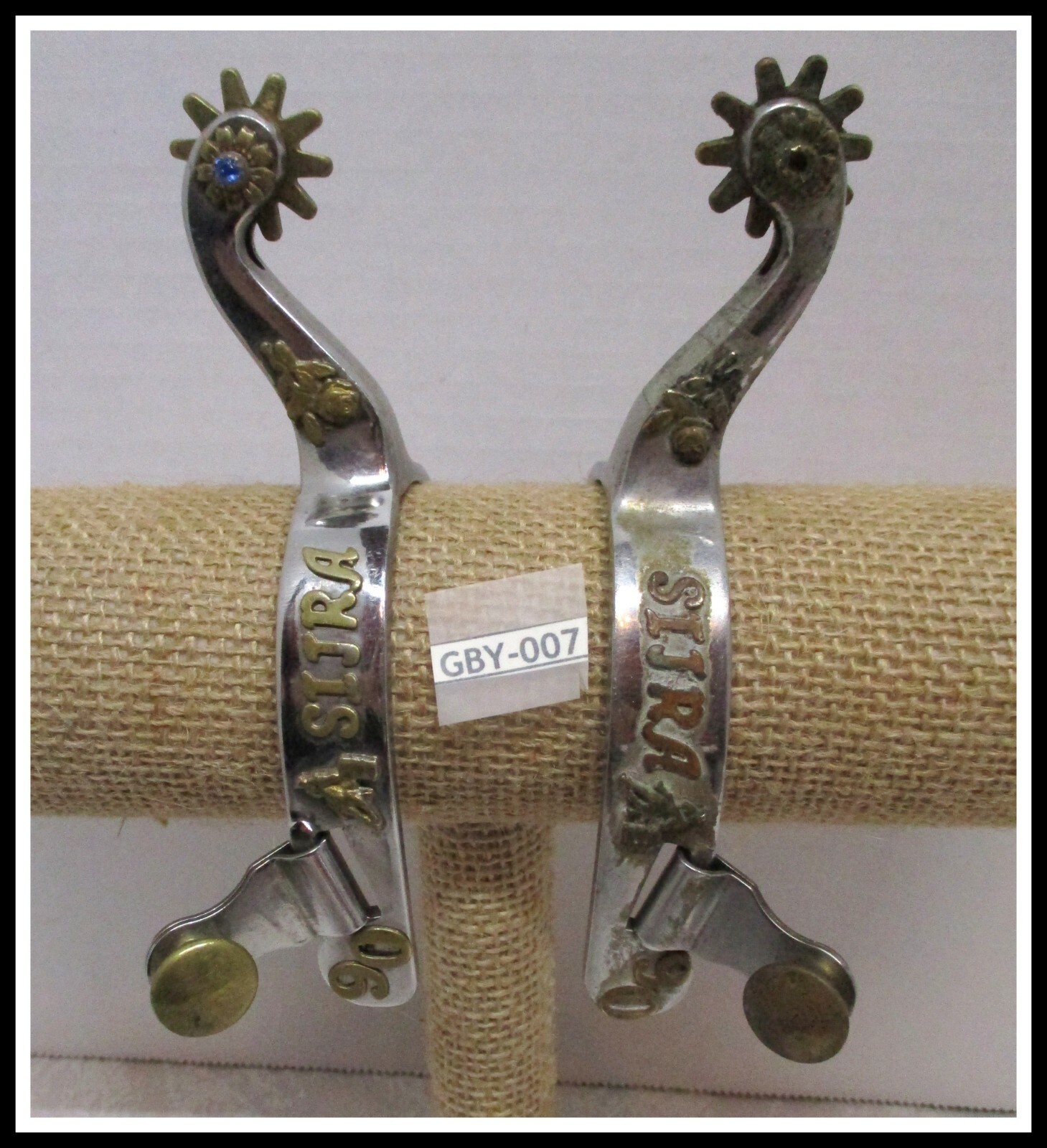 1990 S I J R A  Fancy Blue Set Decorated TROPHY Roping Western Riding Spurs 