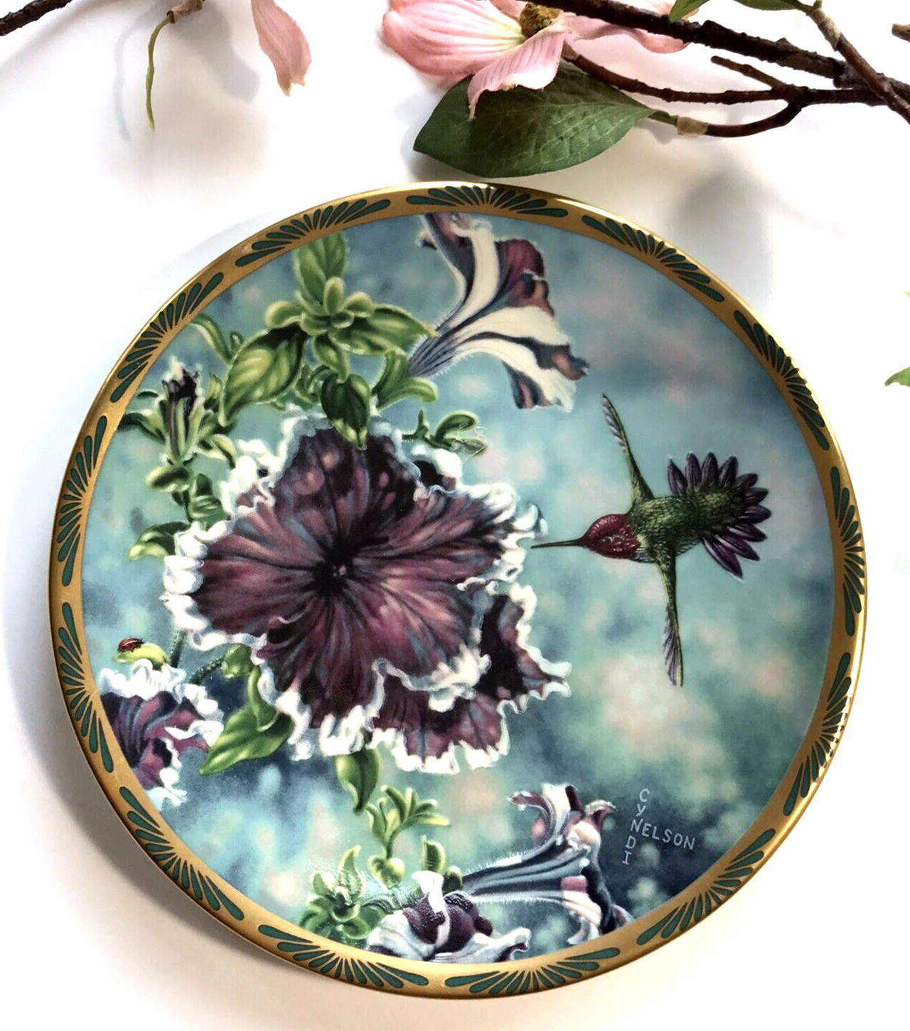 Vintage 1991 Pickard ANNA'S HUMMINGBIRD Plate Cyndi Nelson #7 IN SERIES Vintage 1991 Pickard ANNA'S HUMMINGBIRD Plate Cyndi Nelson #7 IN SERIES