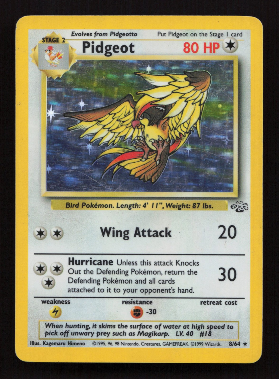 Pidgeot (8) 8/64 Jungle Unlimited Holofoil HP Pidgeot (8) 8/64 Jungle Unlimited Holofoil HP