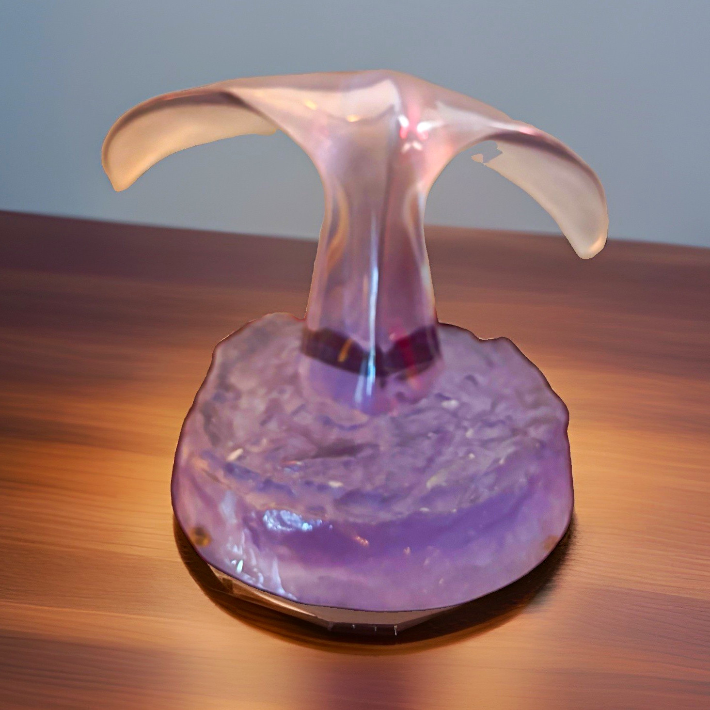 Wyland 1990 Rare Purple Frosted Lucite Dolphin Tail Sculpture with Signature. 