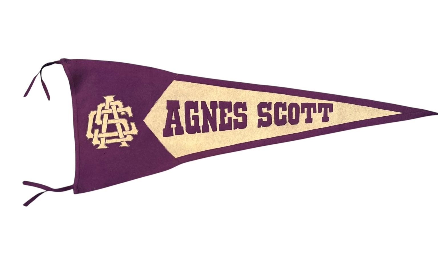 Beautiful Antique Circa 1910 Agnes Scott Collge Sewn Letter 38 Inch Pennant