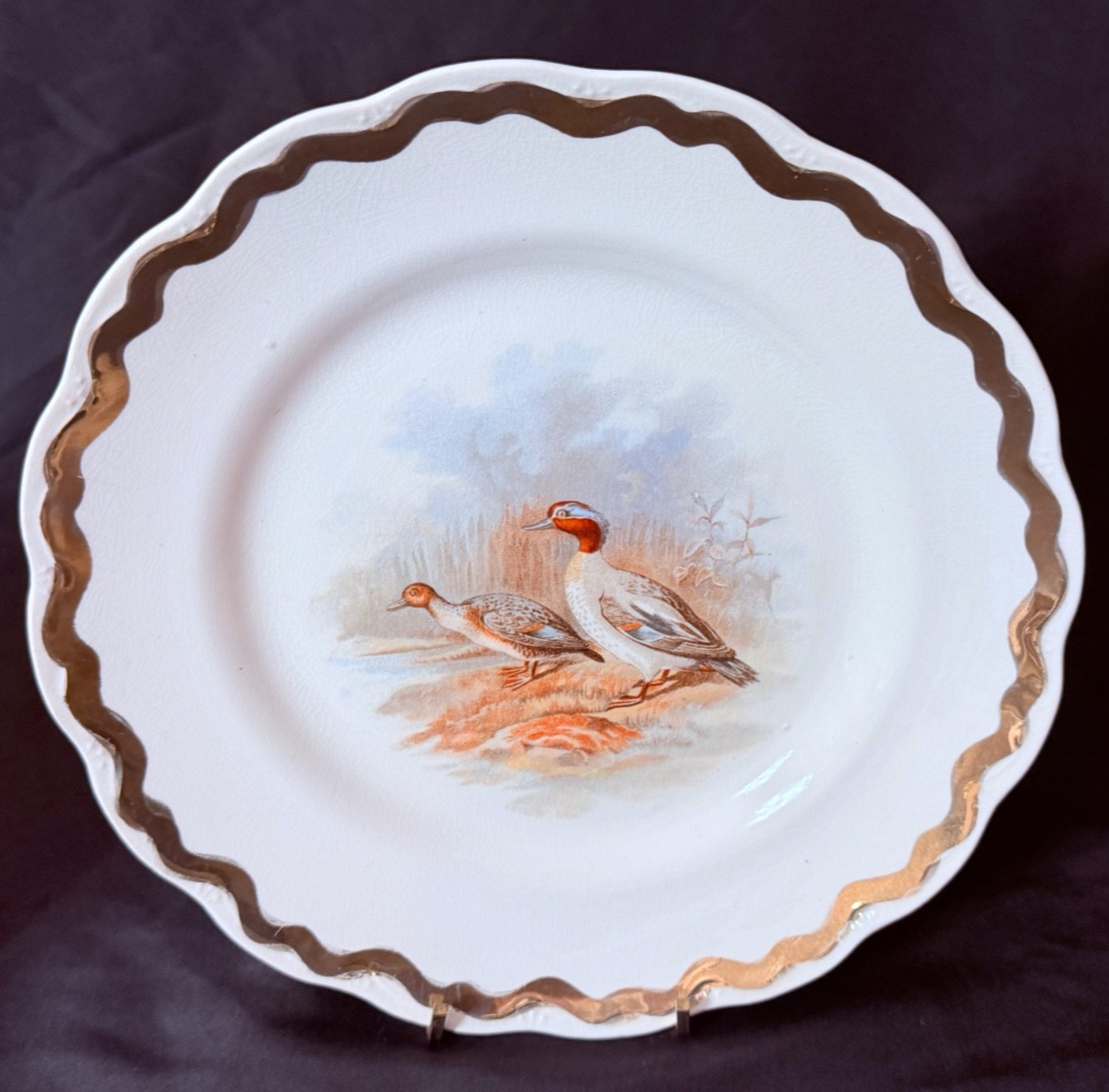 Vintage Lebeau Style Porcelain Game Plate 9” Mallard Ducks