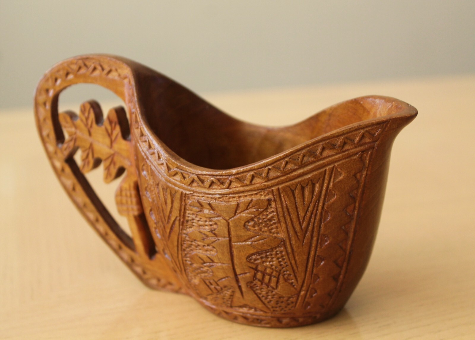 WOW MID CENTURY SCANDINAVIAN ORIG WEDDING CUP HAND CARVED ART DANISH MODERN VTG