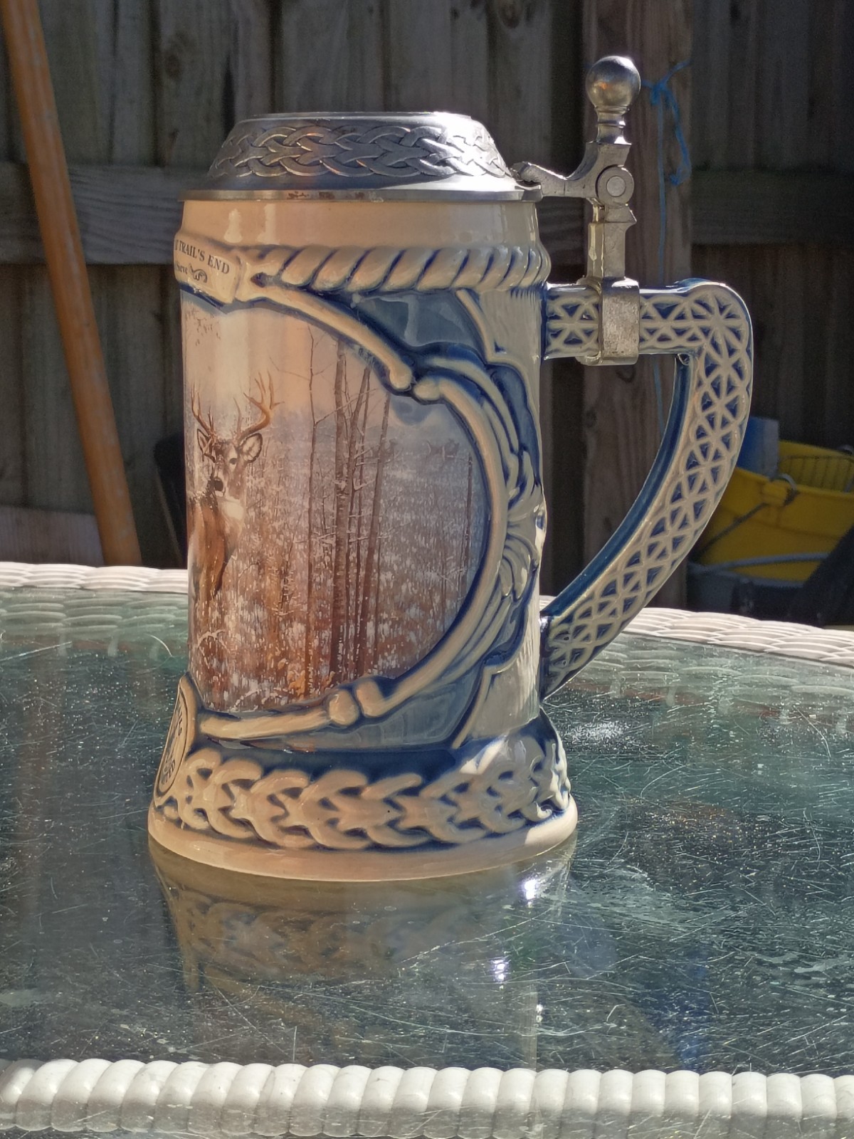 1991 Whitetails Unlimited Last Glance At Trail\'s End lidded stein