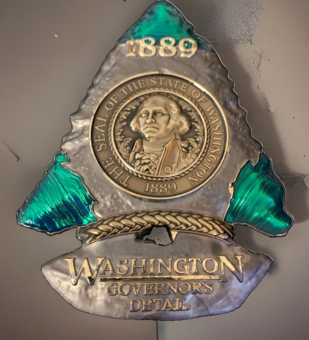 Authentic Washington WASPC Governor's Detail Green Arrowhead Challenge Coin Rare Authentic Washington WASPC Governor's Detail Green Arrowhead Challenge Coin Rare