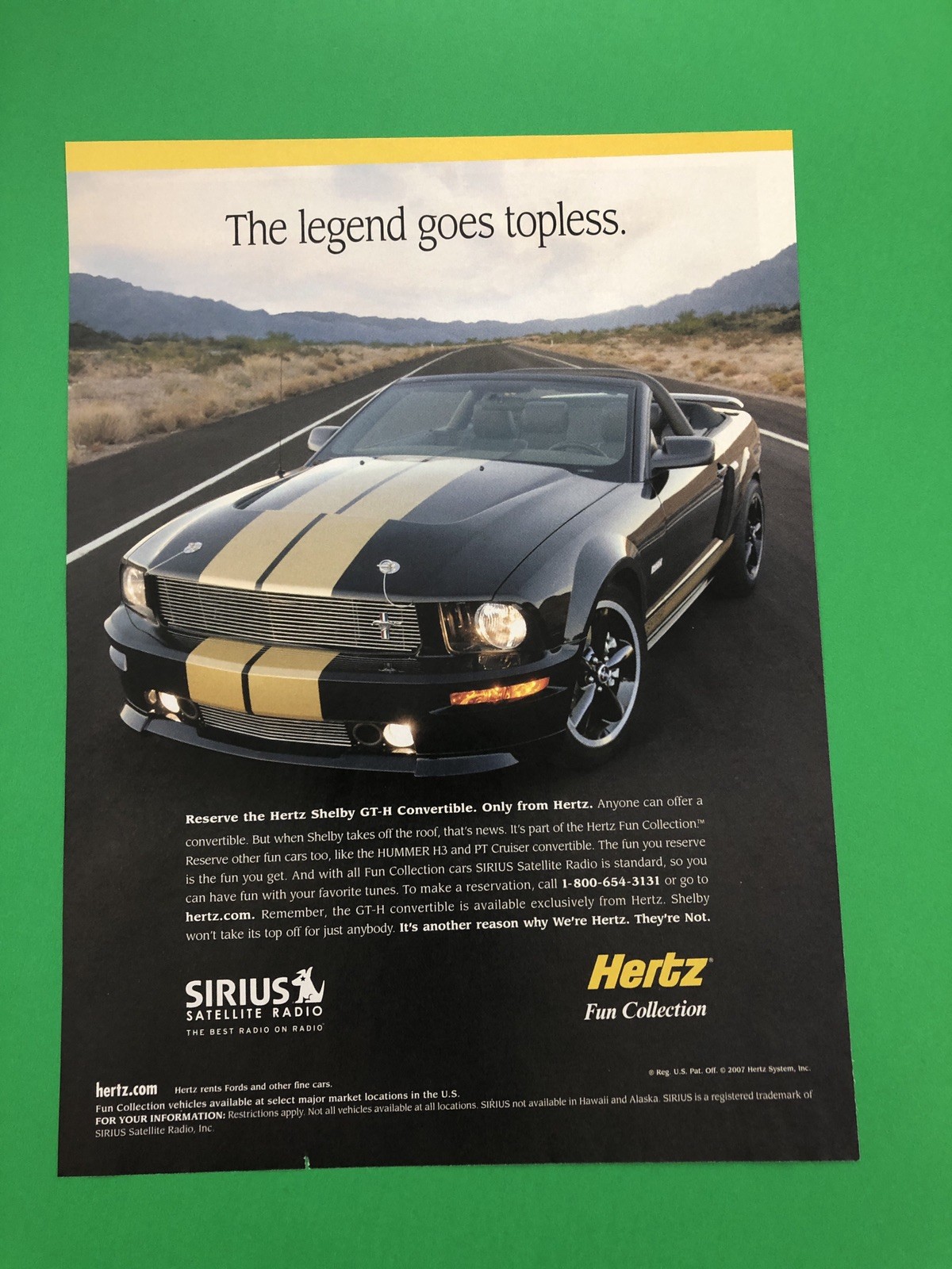 MUSTANG SHELBY GT-H HERTZ VINTAGE ORIGINAL PRINT AD PRINTED ADVERTISEMENT MUSTANG SHELBY GT-H HERTZ VINTAGE ORIGINAL PRINT AD PRINTED ADVERTISEMENT