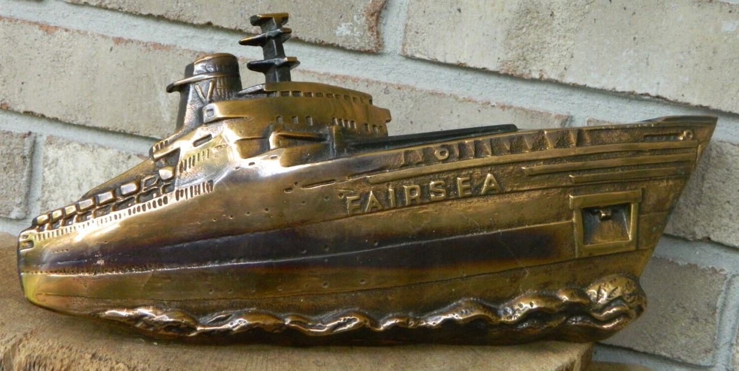 Rare 1970\'s Sitmar Cruises TSS Fairsea Solid Brass Ship from Award Plaque Rare 1970\'s Sitmar Cruises TSS Fairsea Solid Brass Ship from Award Plaque
