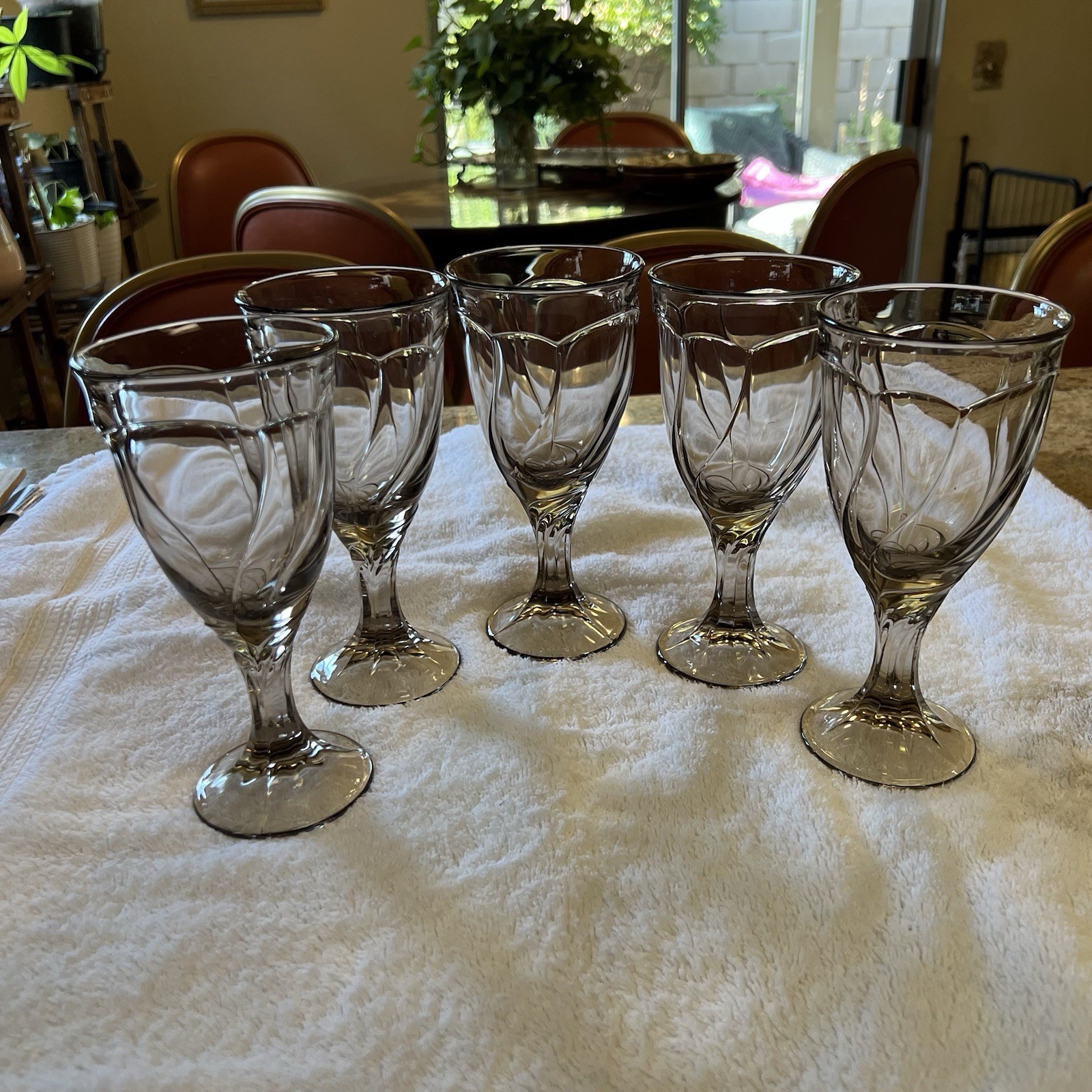 Noritake Sweet Swirl Gray Iced Tea Goblet Glasses Set Of 5