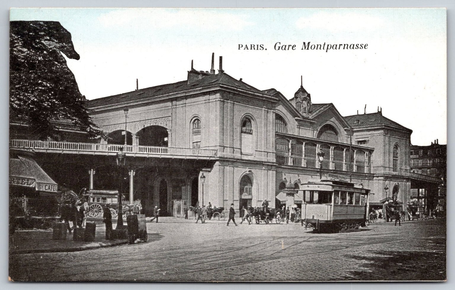 Paris Gare Montparnasse Postcard Early 1900s French Street Scene Tram E80