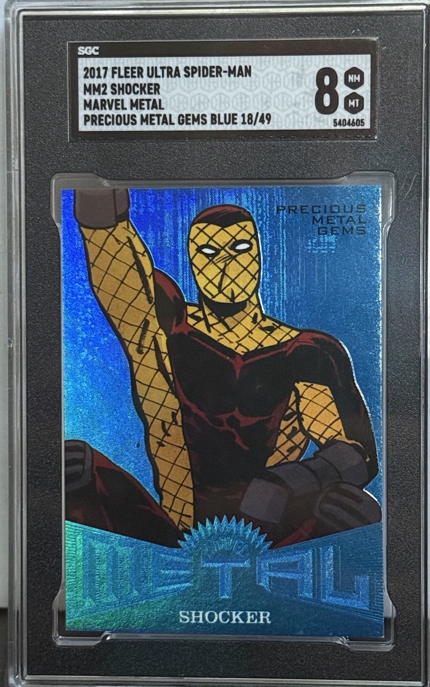 2017 Fleer Ultra Spider-Man Metal BLUE PMG Shocker Precious Metal Gems /49 SGC 8