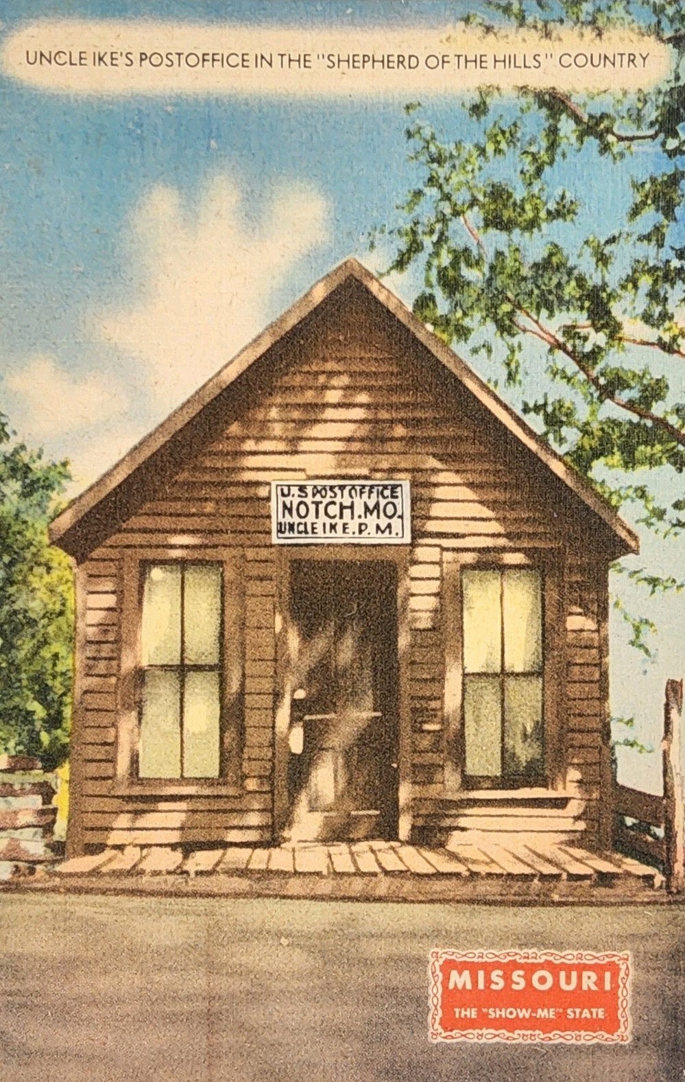 c1944 Picture Postcard - Uncle Ike\'s Post Office In Notch, Missouri ~ #-10126