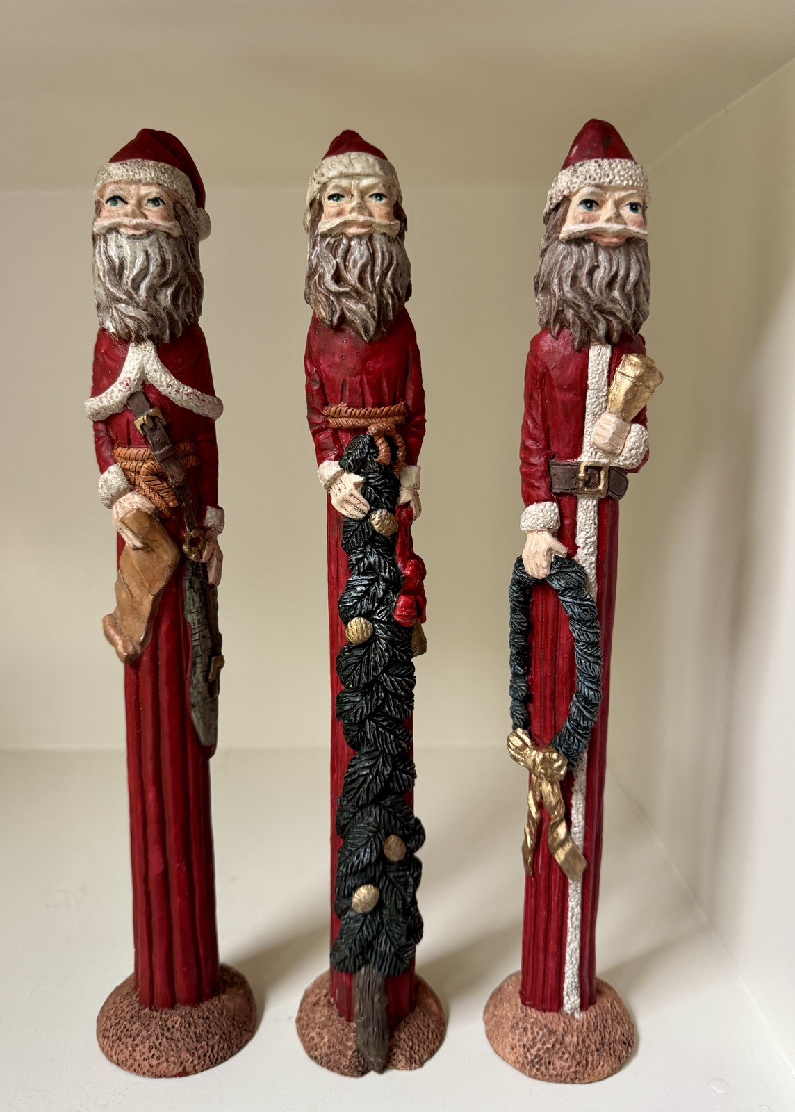 VINTAGE CHRISTMAS WINDSOR COLLECTABLE SANTAS 12\'\' PENCIL THIN ~ LOT OF 3 VINTAGE CHRISTMAS WINDSOR COLLECTABLE SANTAS 12\'\' PENCIL THIN ~ LOT OF 3