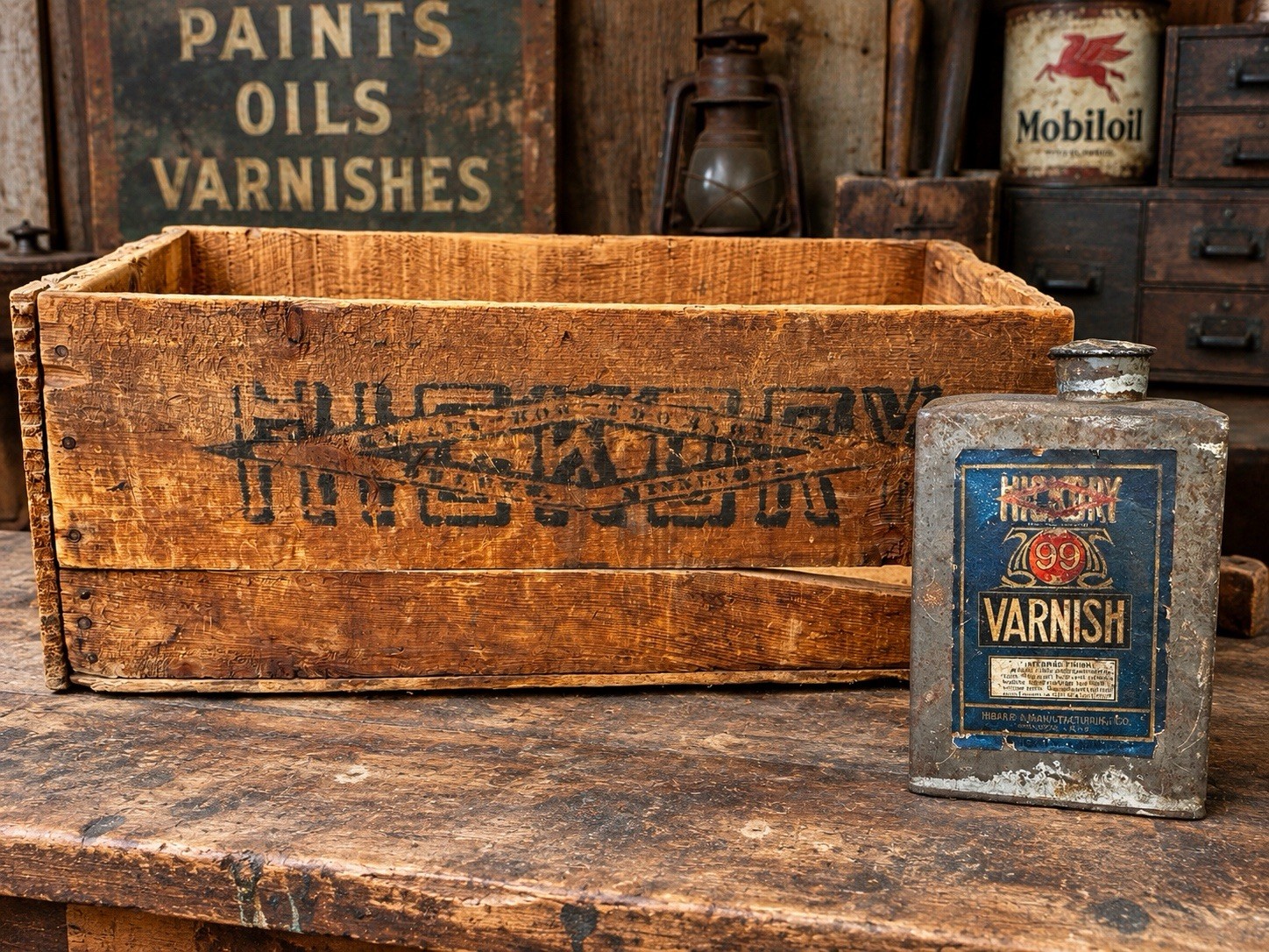 RARE Kelley How Thomson Co Duluth MN Wood Varnish Crate And Tin Can Hickory RARE Kelley How Thomson Co Duluth MN Wood Varnish Crate And Tin Can Hickory