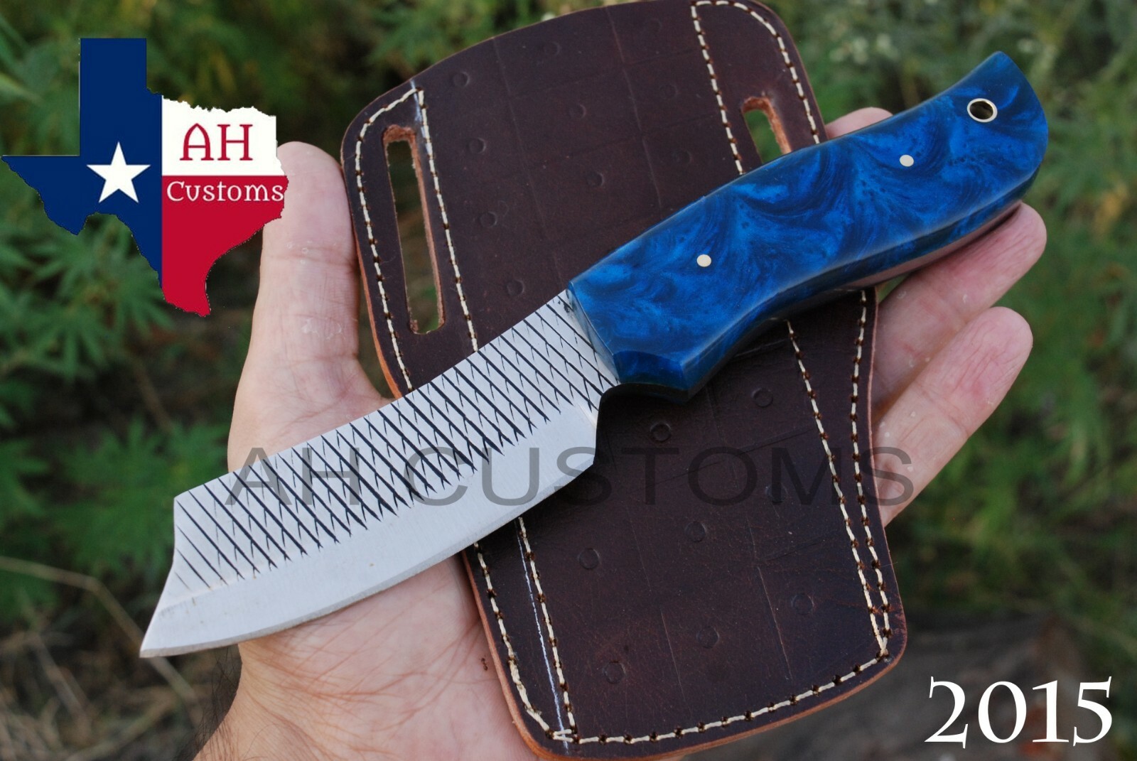 HAND MADE HORSE FILE STEEL BULL  CUTTER KNIFE W CROSS LEATHER SHEATH AH2015