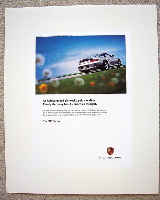 PORSCHE OFFICIAL 911 996 TURBO OFFICIAL SHOWROOM POSTER 2003 USA EDITION