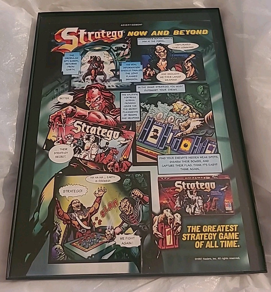 Stratego Strategy Board Game Hasbro Print Ad 1997 Framed 8.5x11 