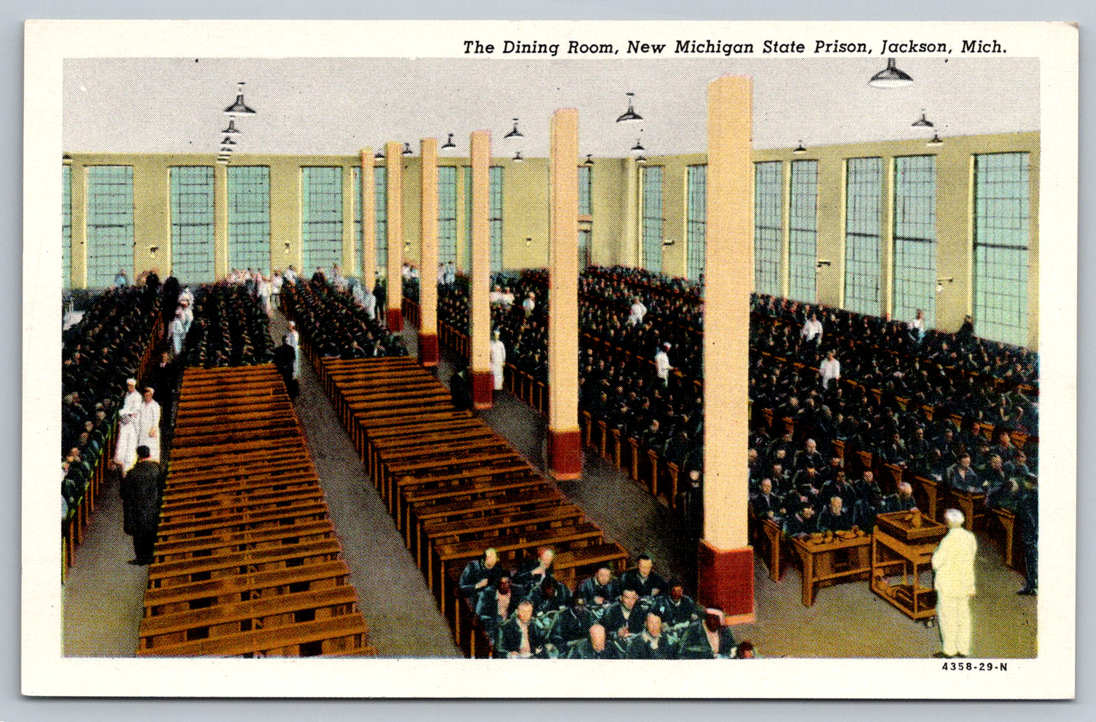 c1940s Dining Room Michigan State Prison Jackson Mich Postcard