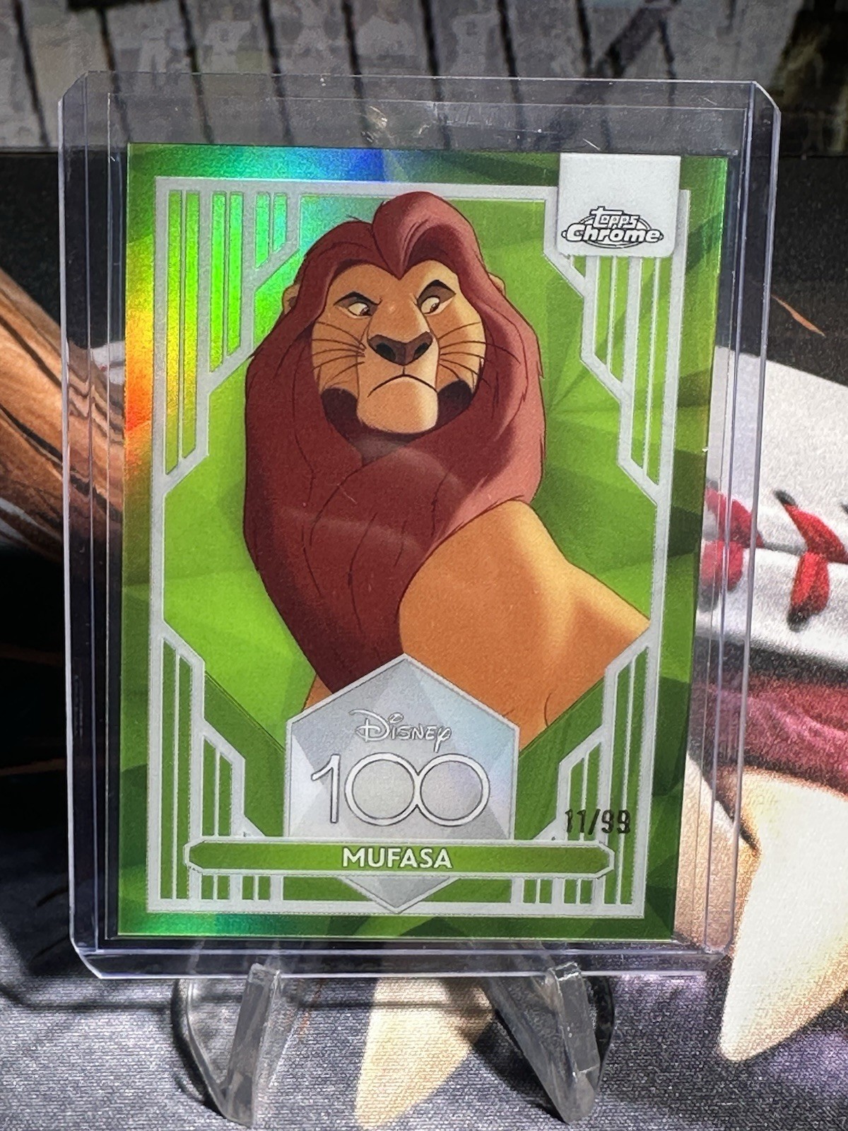 Mufasa - 2023 Topps Chrome Disney 100 #99 Green Refractor /99 Mufasa - 2023 Topps Chrome Disney 100 #99 Green Refractor /99