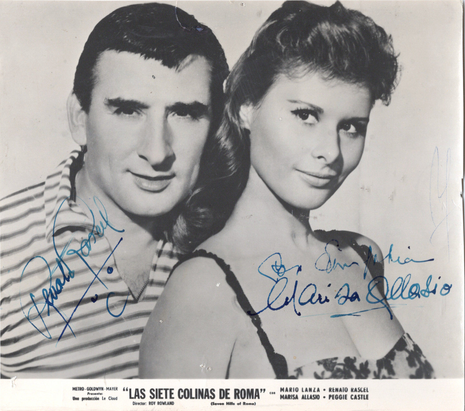 ITALIAN ACTORS MARISA ALLASIO & RENATO RASCEL, SIGNED VINTAGE PHOTO. 7X8 ITALIAN ACTORS MARISA ALLASIO & RENATO RASCEL, SIGNED VINTAGE PHOTO. 7X8