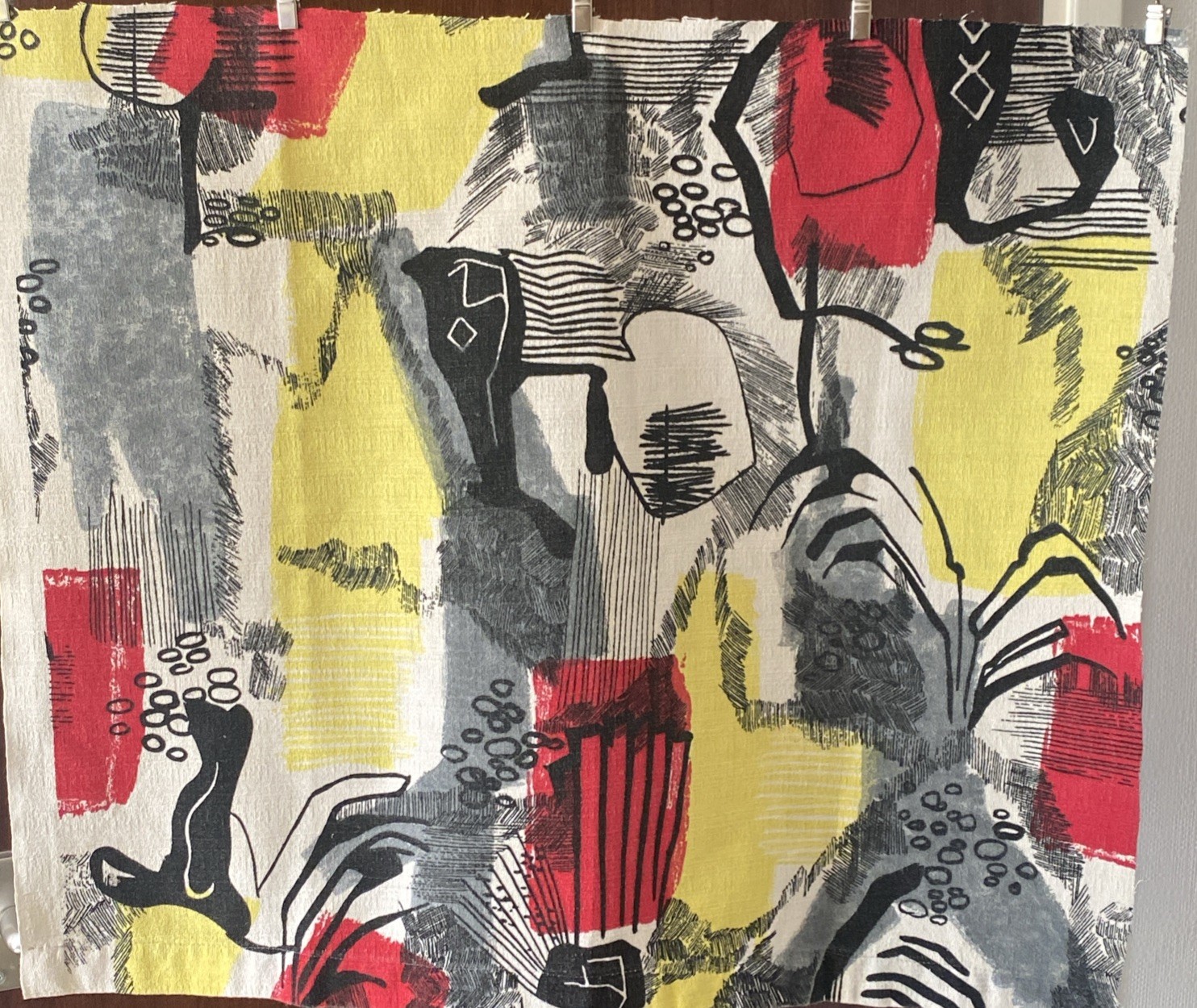 Vintage 1950s 1960s Mid Century Abstract Fabric