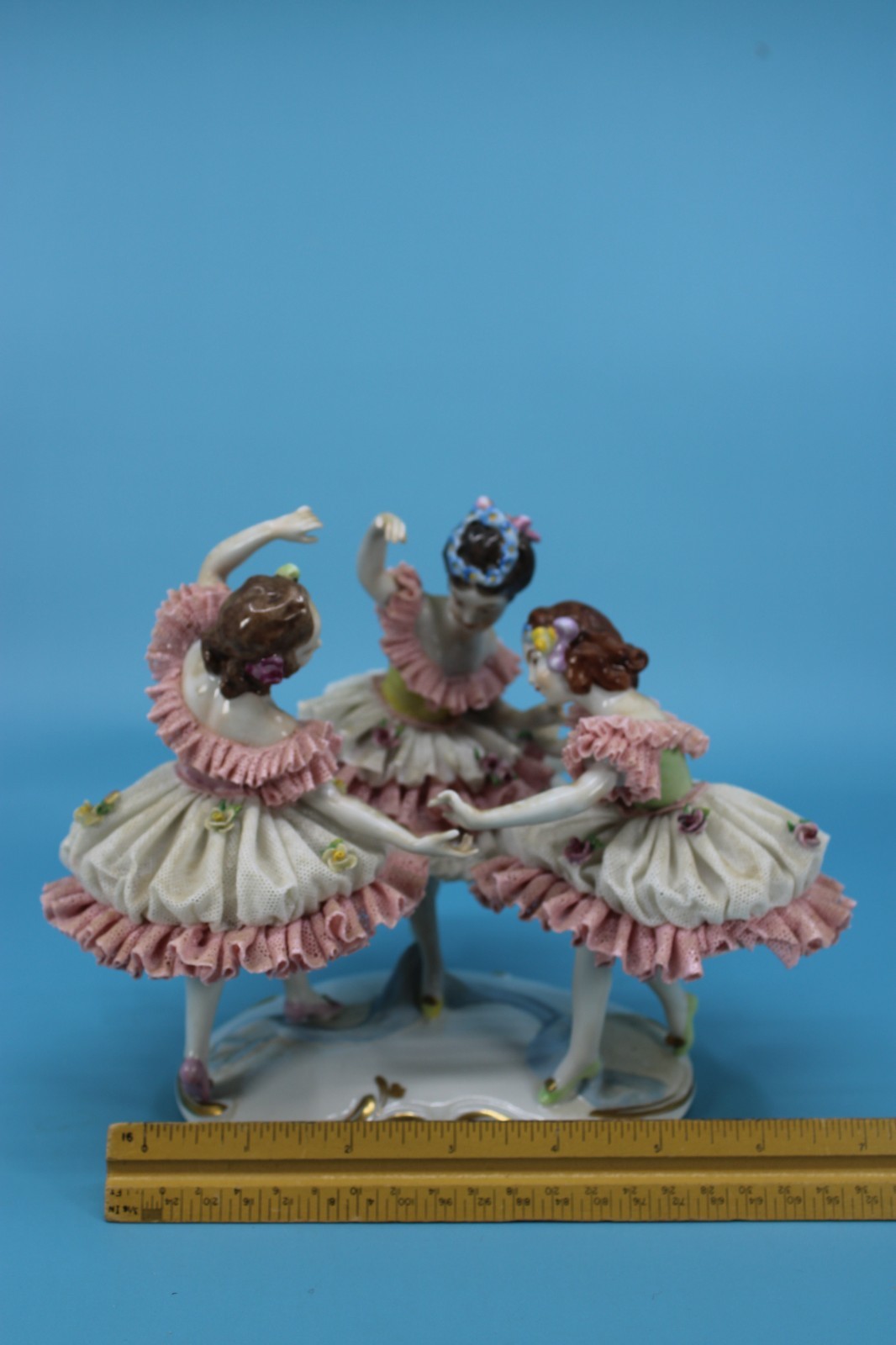 Antique German Volkstedt Porcelain Three Ballerina