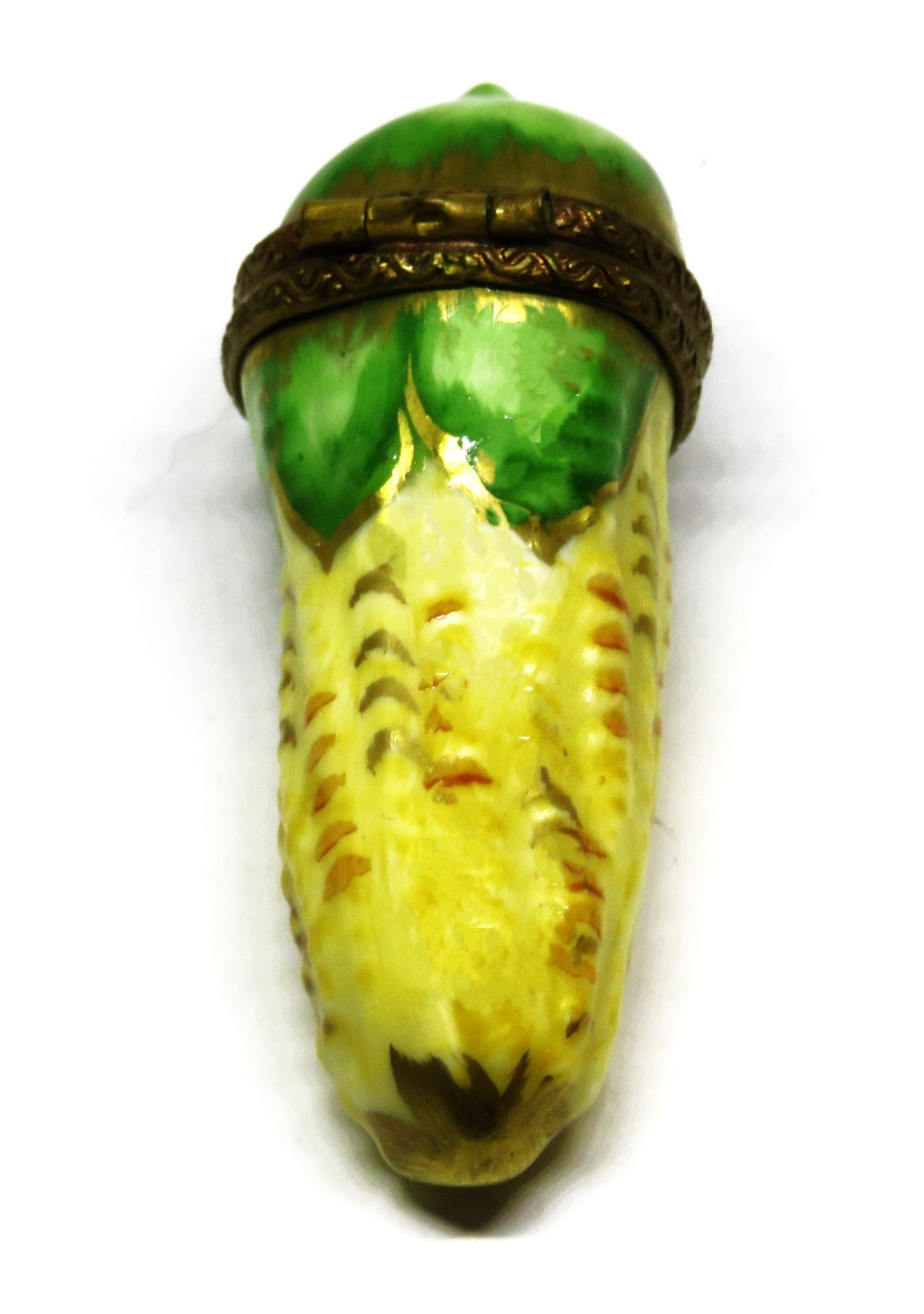 LIMOGES FRANCE BOX - SMALL EAR OF CORN ON THE COB - HEN CLASP - VEGETABLES LIMOGES FRANCE BOX - SMALL EAR OF CORN ON THE COB - HEN CLASP - VEGETABLES