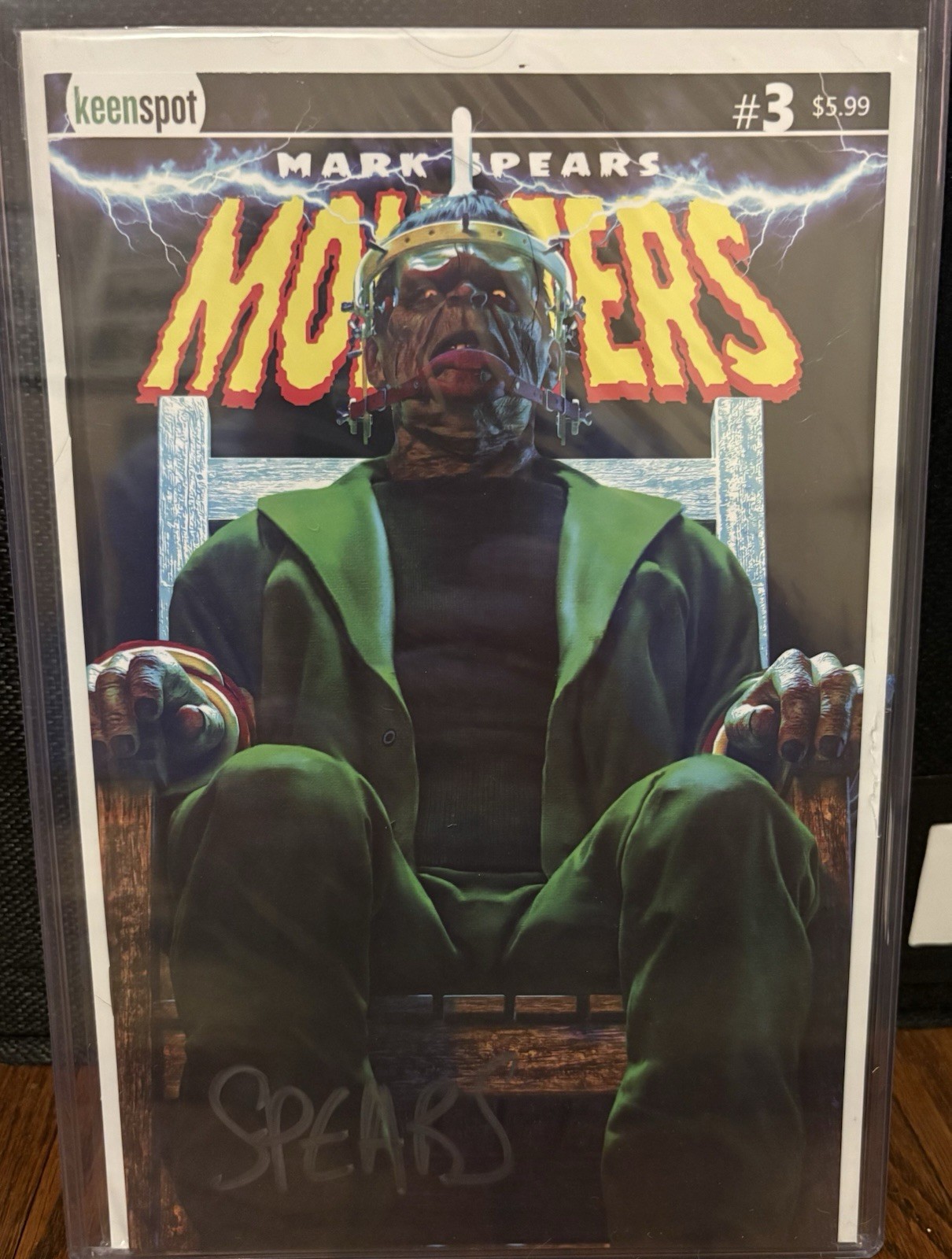 Mark Spears Monsters #3 Frankenstein Variant SIGNED Silver Spears HSVEXPO NM Mark Spears Monsters #3 Frankenstein Variant SIGNED Silver Spears HSVEXPO NM
