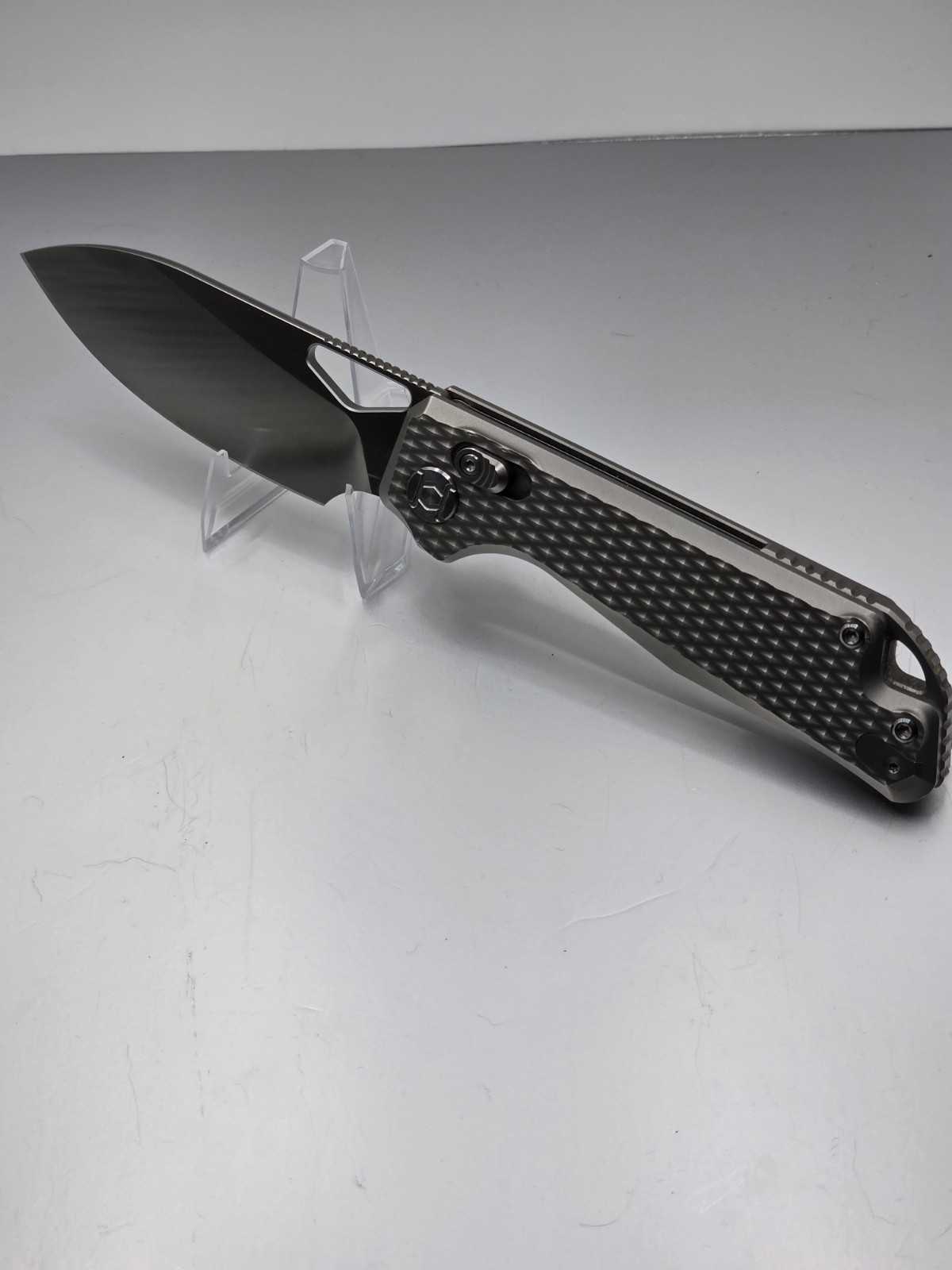 Kunwu Knives Pulsar ambi Lock Gray Titanium Folding Elmax Pocket Knife Kunwu Knives Pulsar ambi Lock Gray Titanium Folding Elmax Pocket Knife