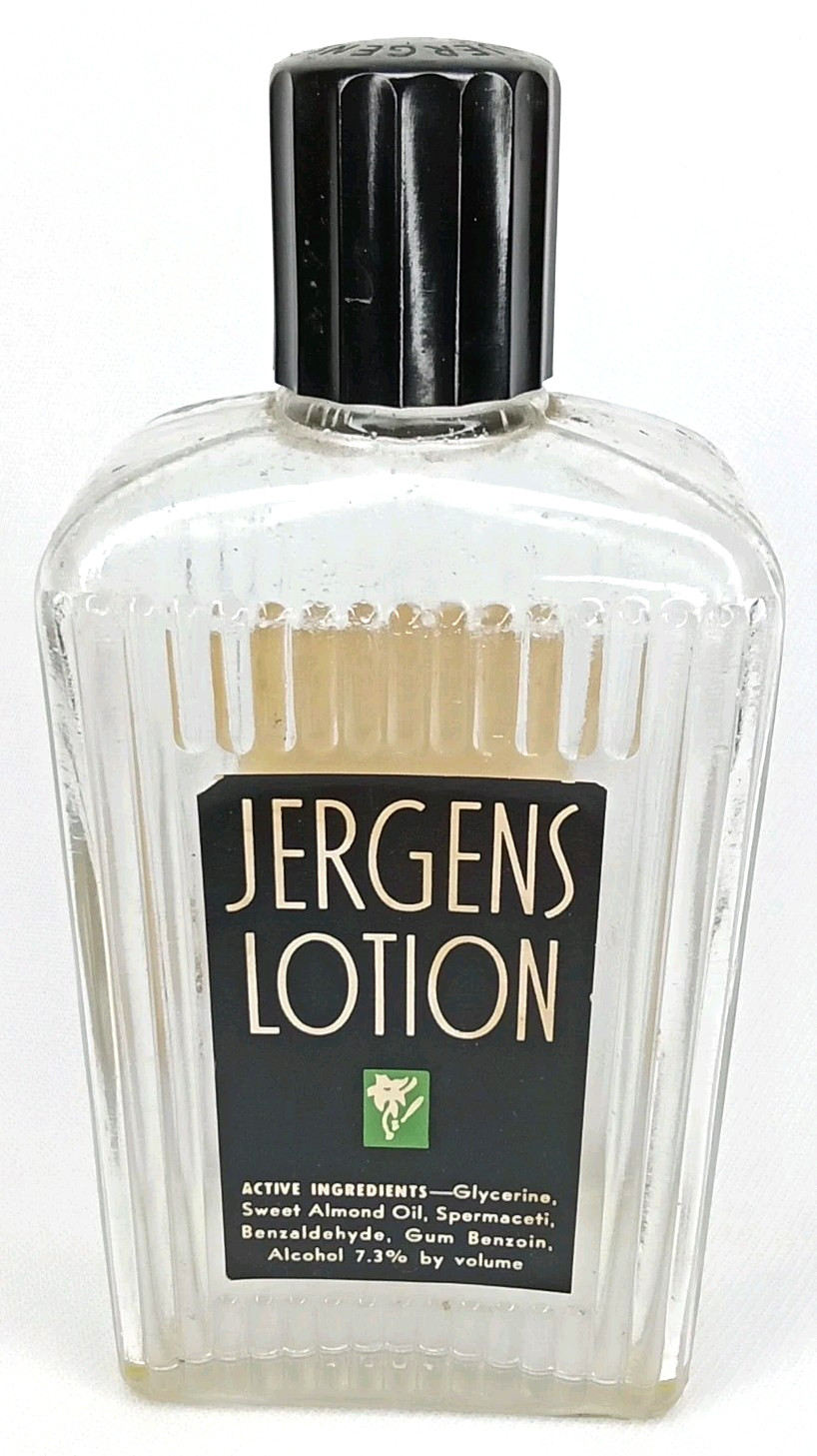Vintage 1960s Advertising Glass Bottle With Paper Label Jergens Cincinnati Ohio