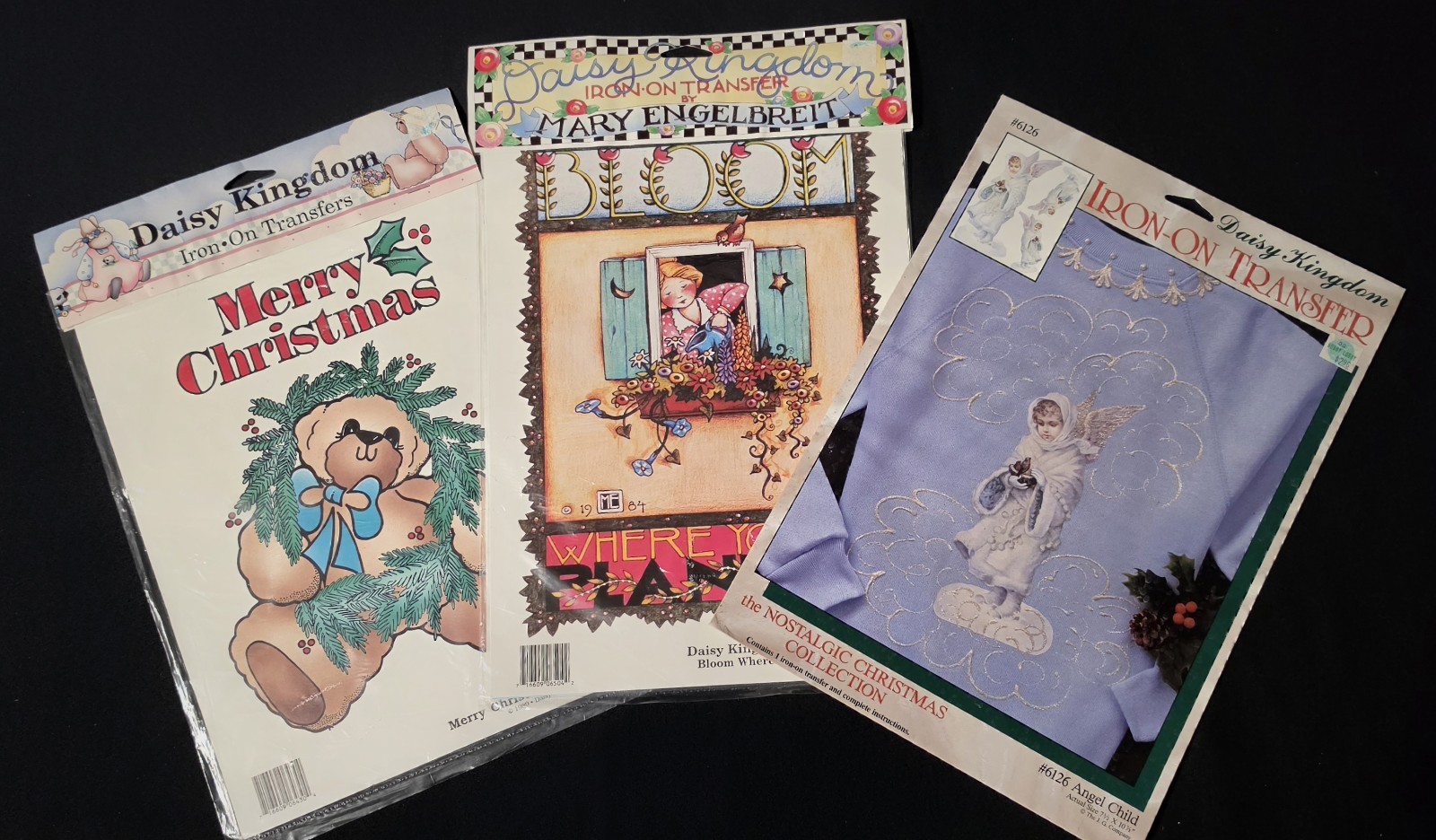 Lot of 3 Vintage Daisy Kingdom & Mary Engelbreit Iron On Fabric Transfers