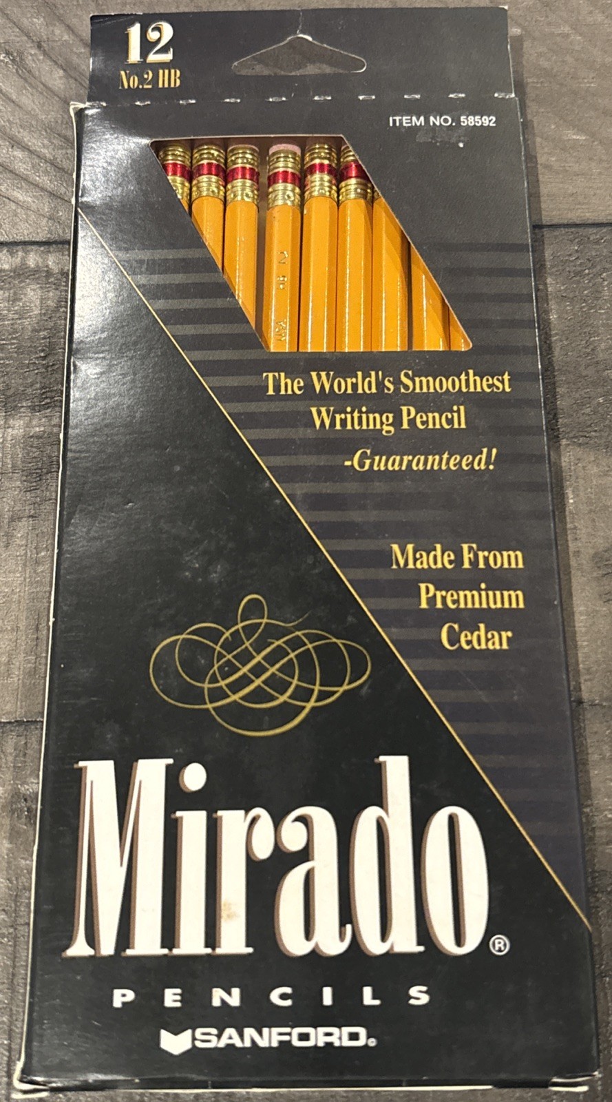 Vtg 1998 Full Box (12) Mirado No 2 Premium 100% Cedar Pencils 58592; Made In USA