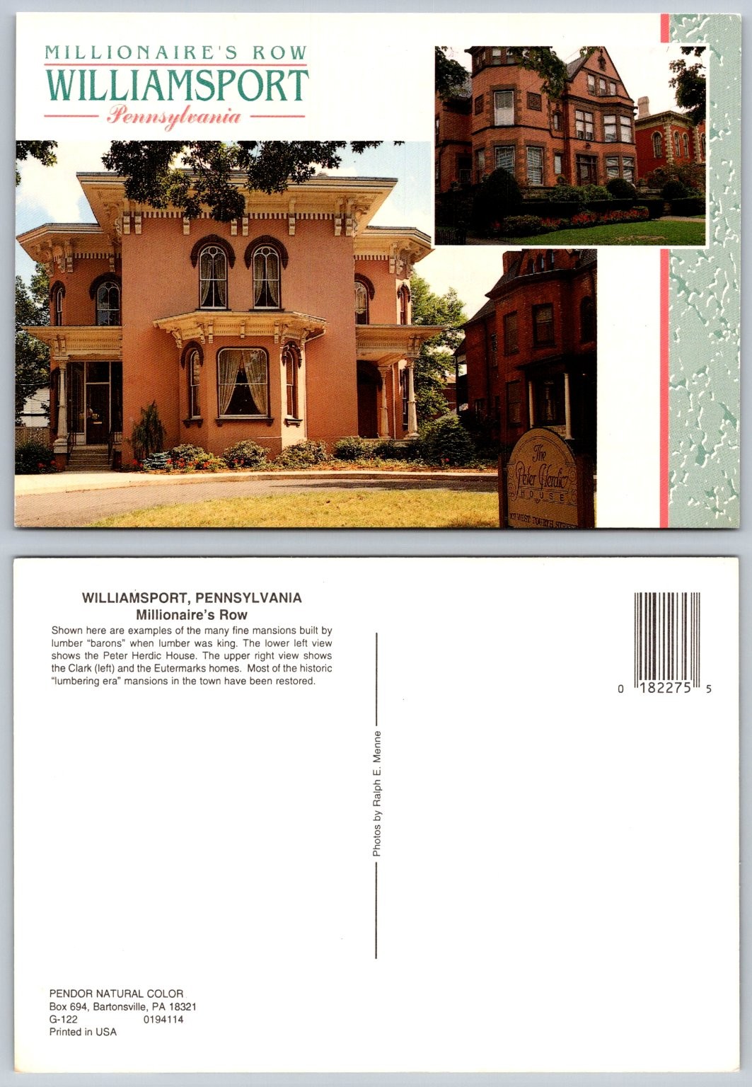 Millionaire\'s Row Williamsport PA Postcard Peter Herdic House Eutermarks Homes Millionaire\'s Row Williamsport PA Postcard Peter Herdic House Eutermarks Homes
