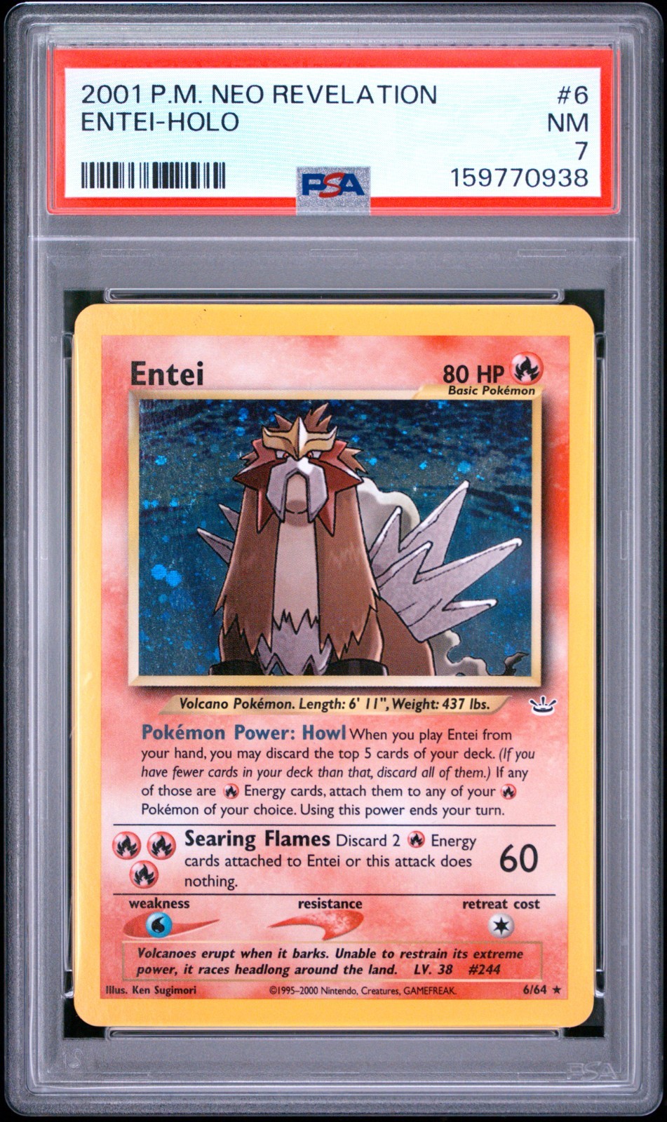 2001 Pokémon Neo Revelation Entei Holo #6/64 PSA 7 NM WOTC Vintage 2001 Pokémon Neo Revelation Entei Holo #6/64 PSA 7 NM WOTC Vintage