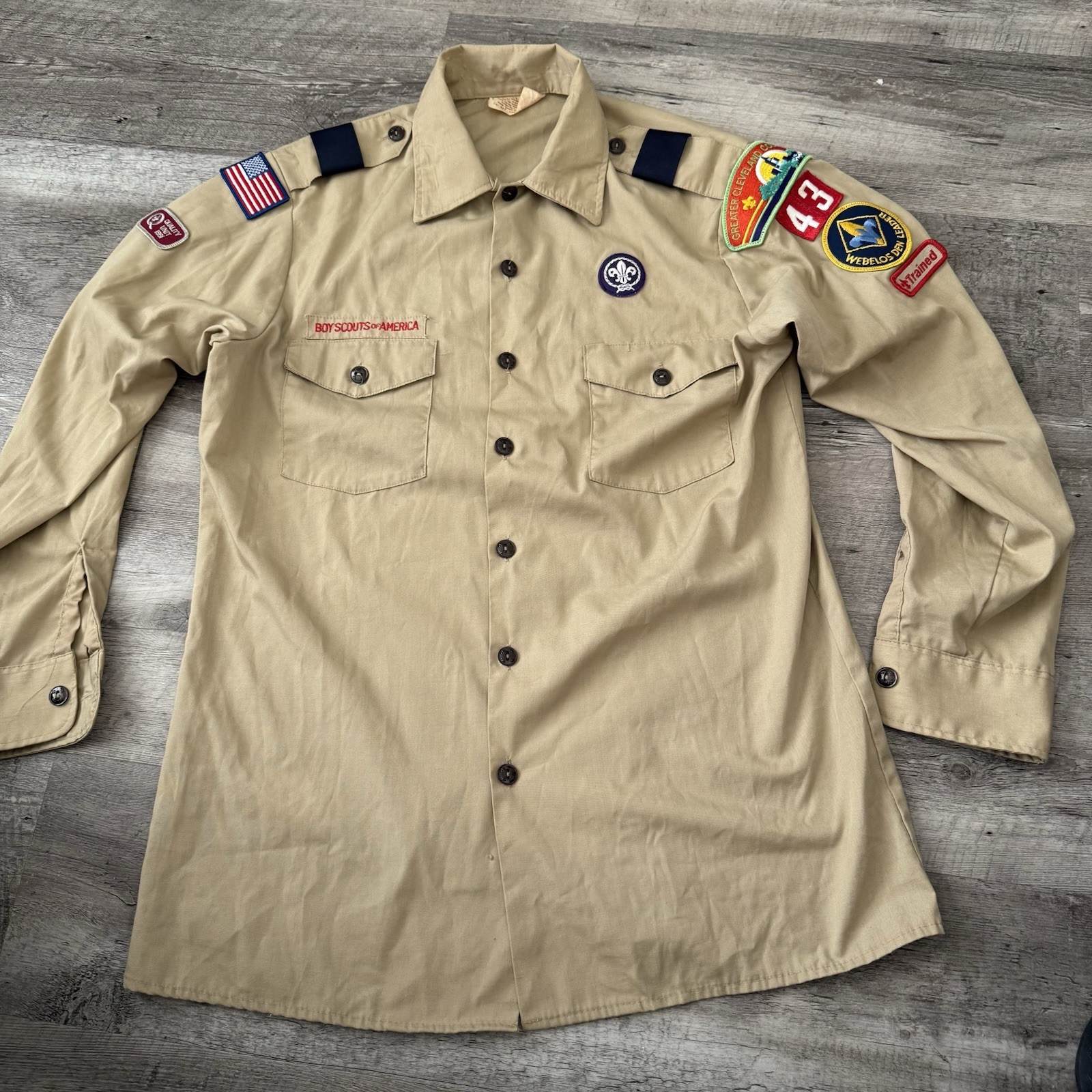 Vtg Boy Scouts Of America Shirt Mens Medium Cleveland OH Webelos Leader USA Made