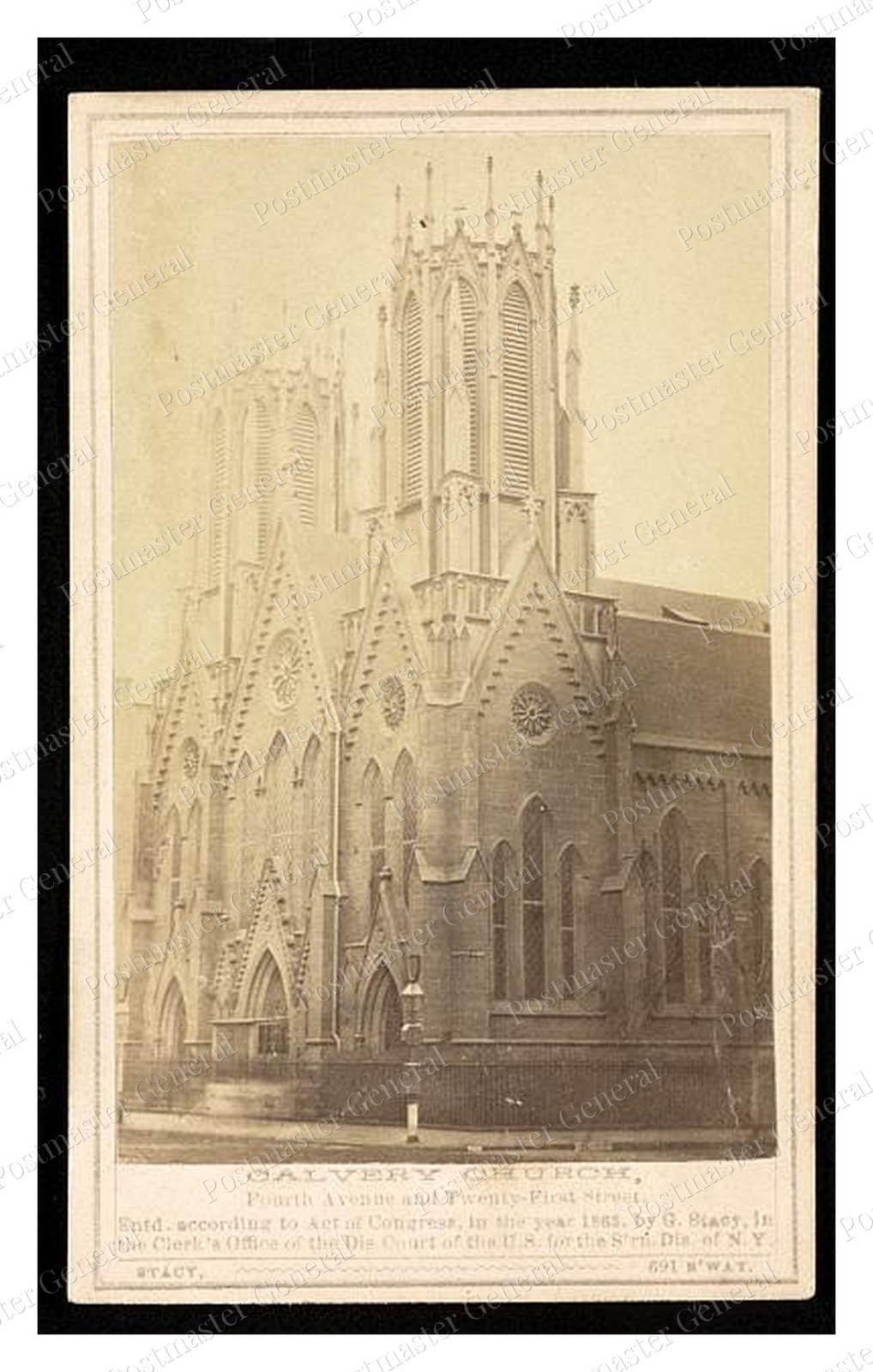 New York Calvary Church Fourth Avenue Standard Postcard COPY RPPC