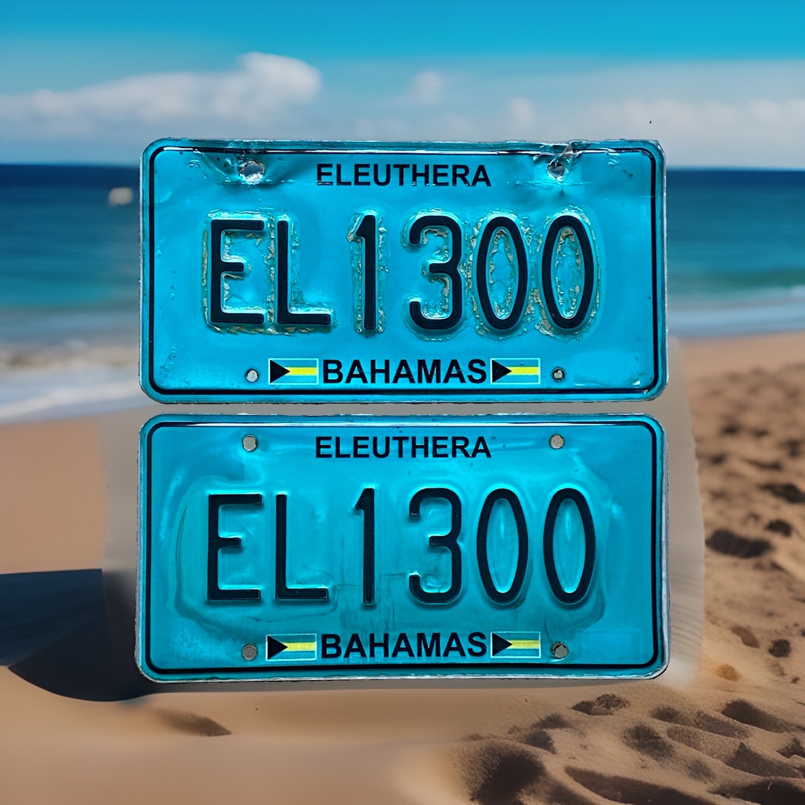 Rare Pair Of Bahamas ELEUTHERA license plates “EL 1300” Rare Pair Of Bahamas ELEUTHERA license plates “EL 1300”