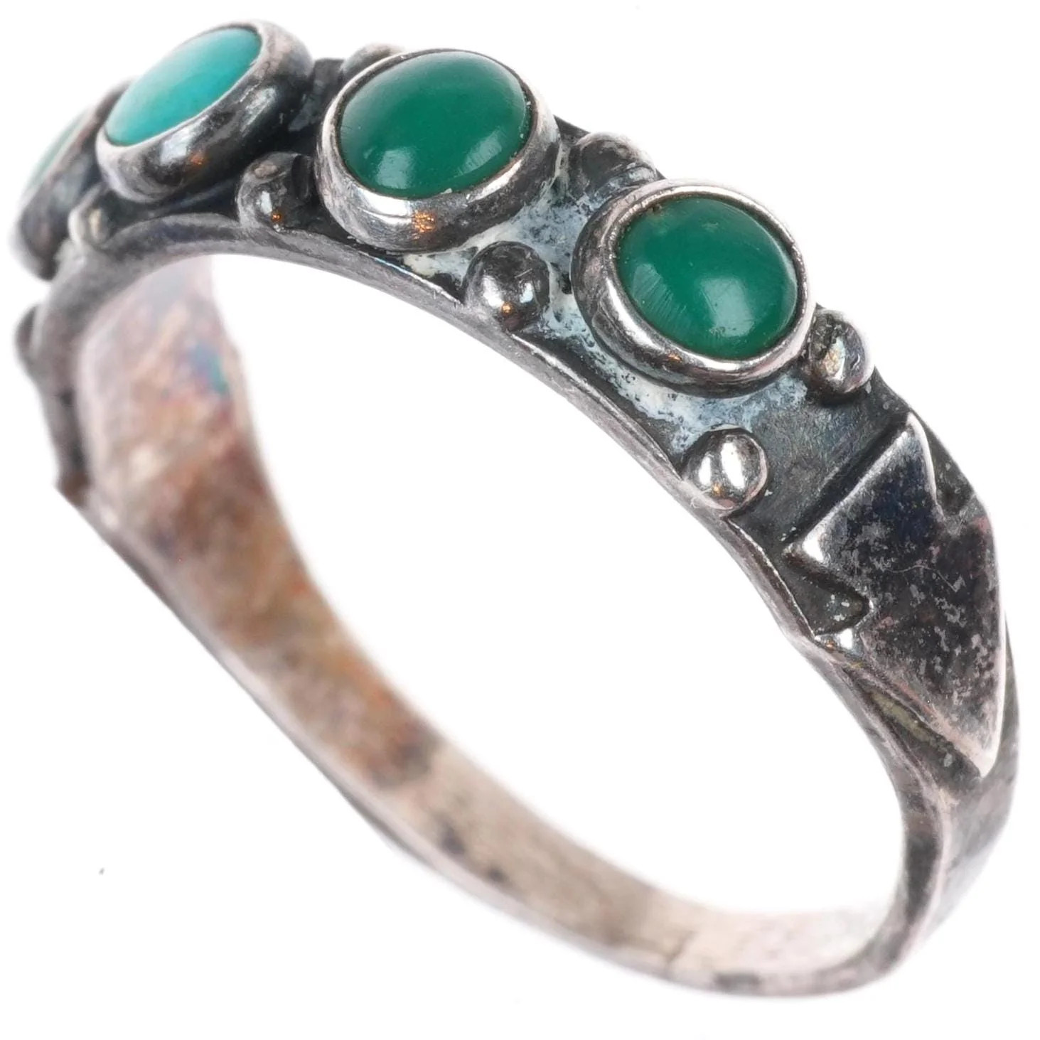 sz5.5 1940\'s Vintage Maisels Zuni sterling silver snake eye green turquoise ring sz5.5 1940\'s Vintage Maisels Zuni sterling silver snake eye green turquoise ring