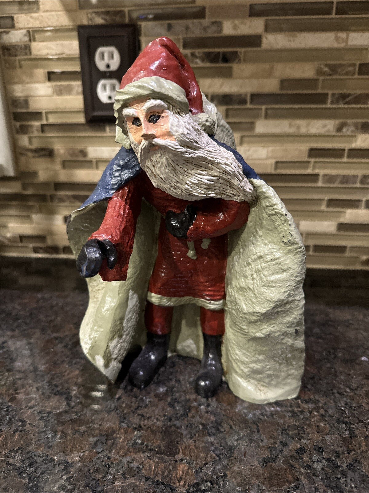 OOAK Folk Art Santa Ceramic Signed Theresa Morehead 1987 St. Nick Christmas OOAK Folk Art Santa Ceramic Signed Theresa Morehead 1987 St. Nick Christmas